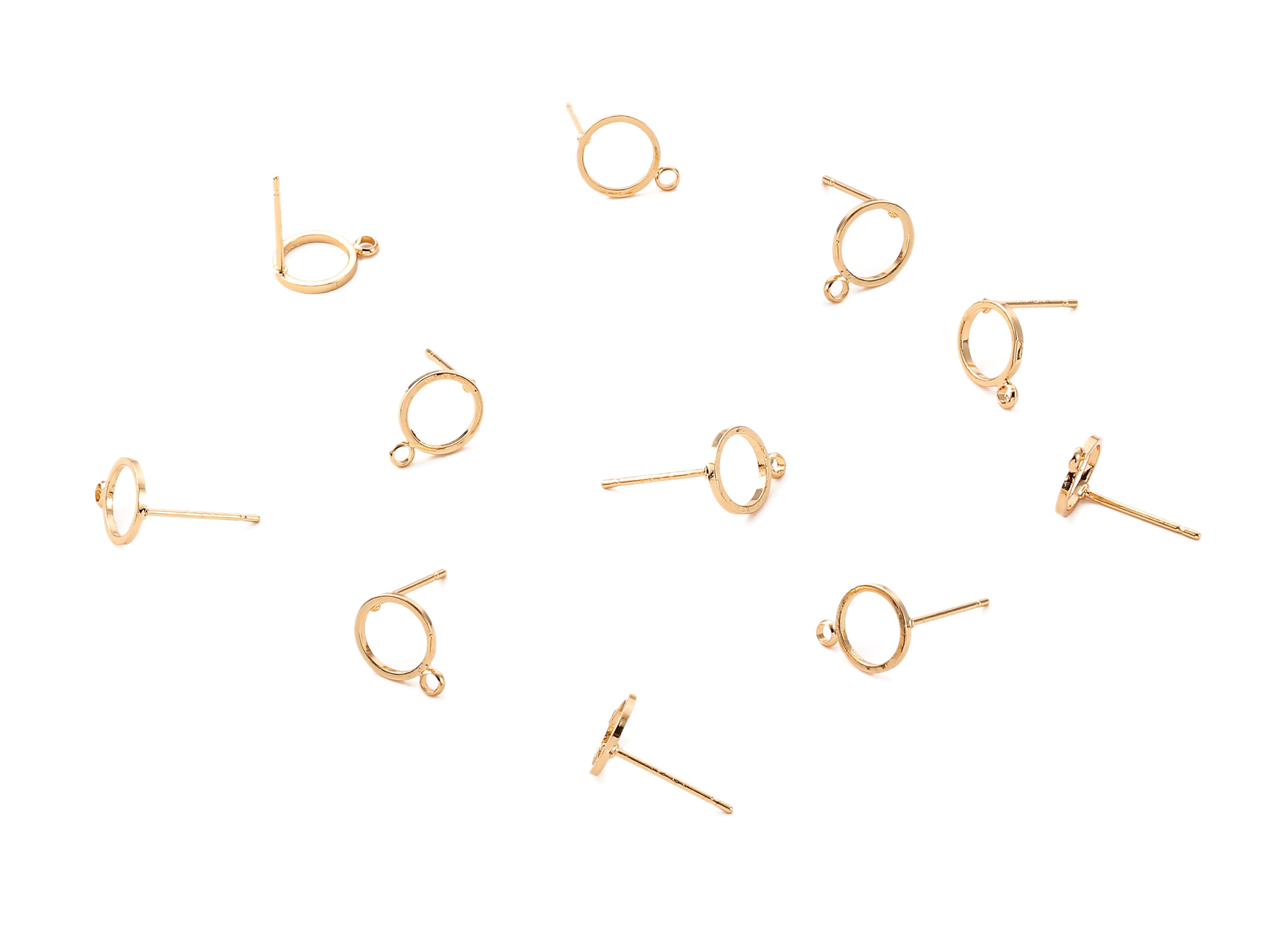 Brass Round Earing Post - Brass Circle Earring Stud - 18K Real Gold Plated Brass - Jewelry Supplies - 10.96x8.18x0.81mm - RGP1195 - DOMEDBAZAAR