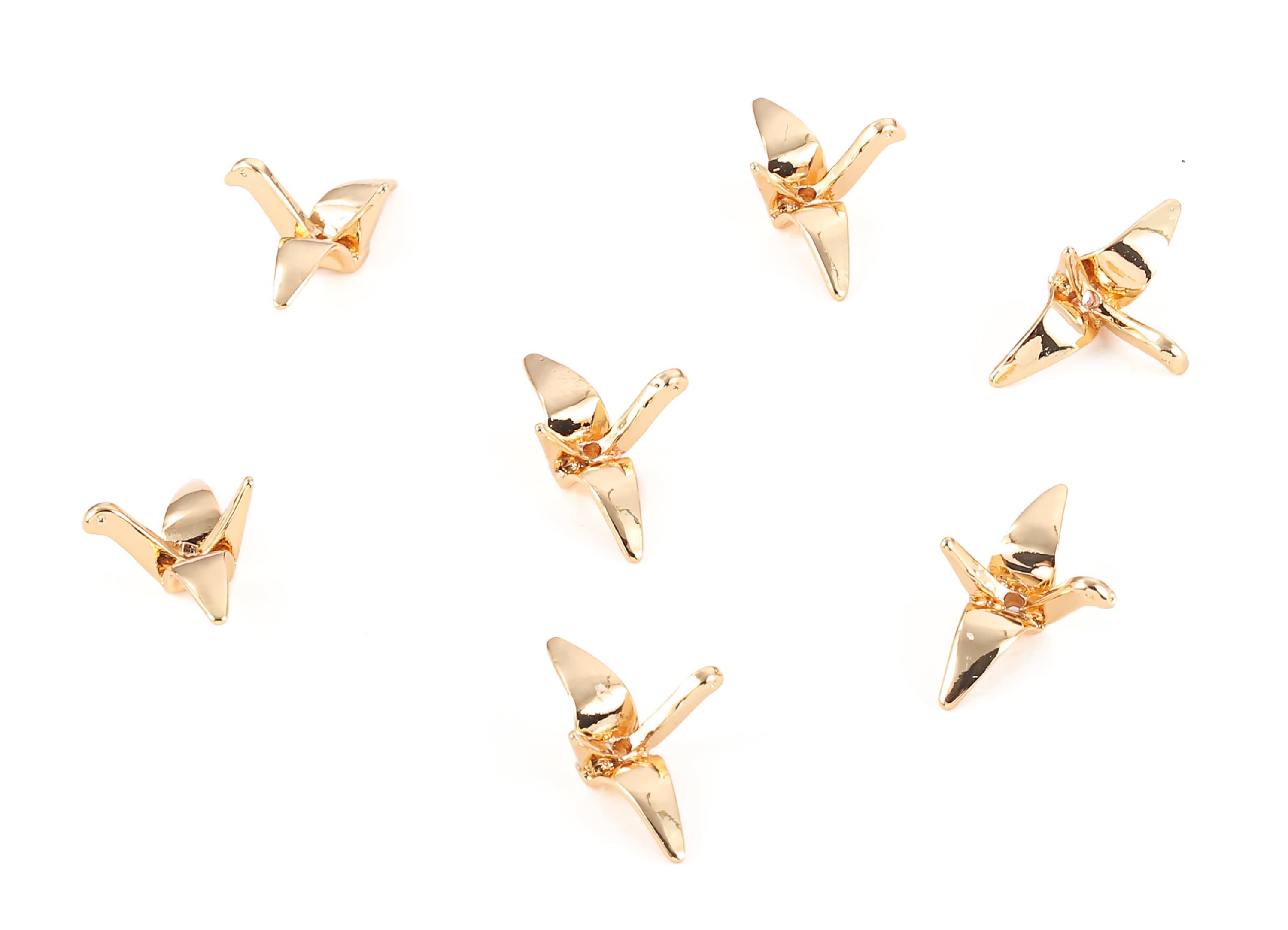 Brass Bird Spacer Bead Earring Charms - Brass Bird Spacer Bead Earring Pendant - 18K Real Gold Plated Brass -  20.87x13.86mm - RGP1213 - DOMEDBAZAAR