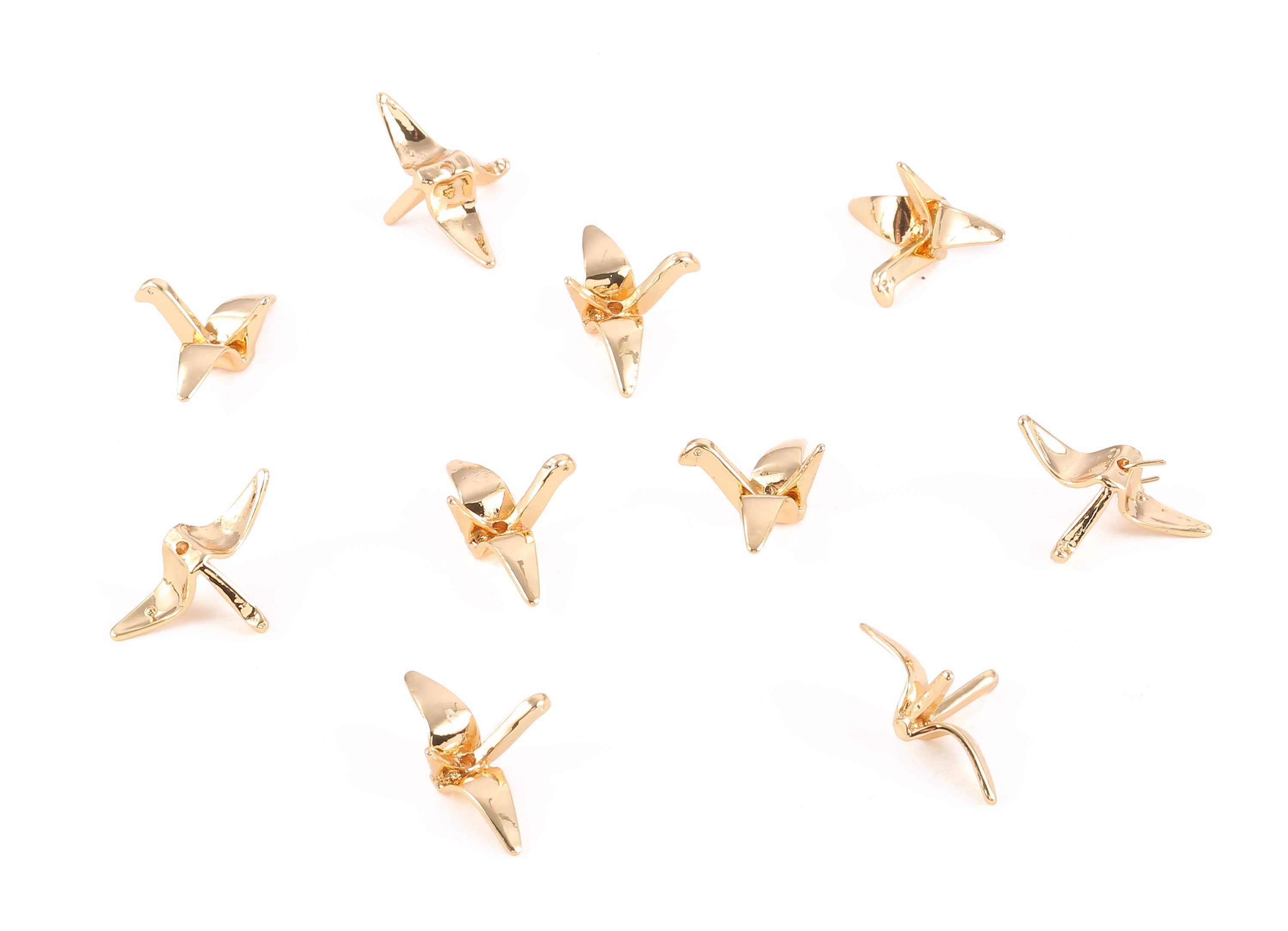 Brass Bird Spacer Bead Earring Charms - Brass Bird Spacer Bead Earring Pendant - 18K Real Gold Plated Brass -  20.87x13.86mm - RGP1213 - DOMEDBAZAAR