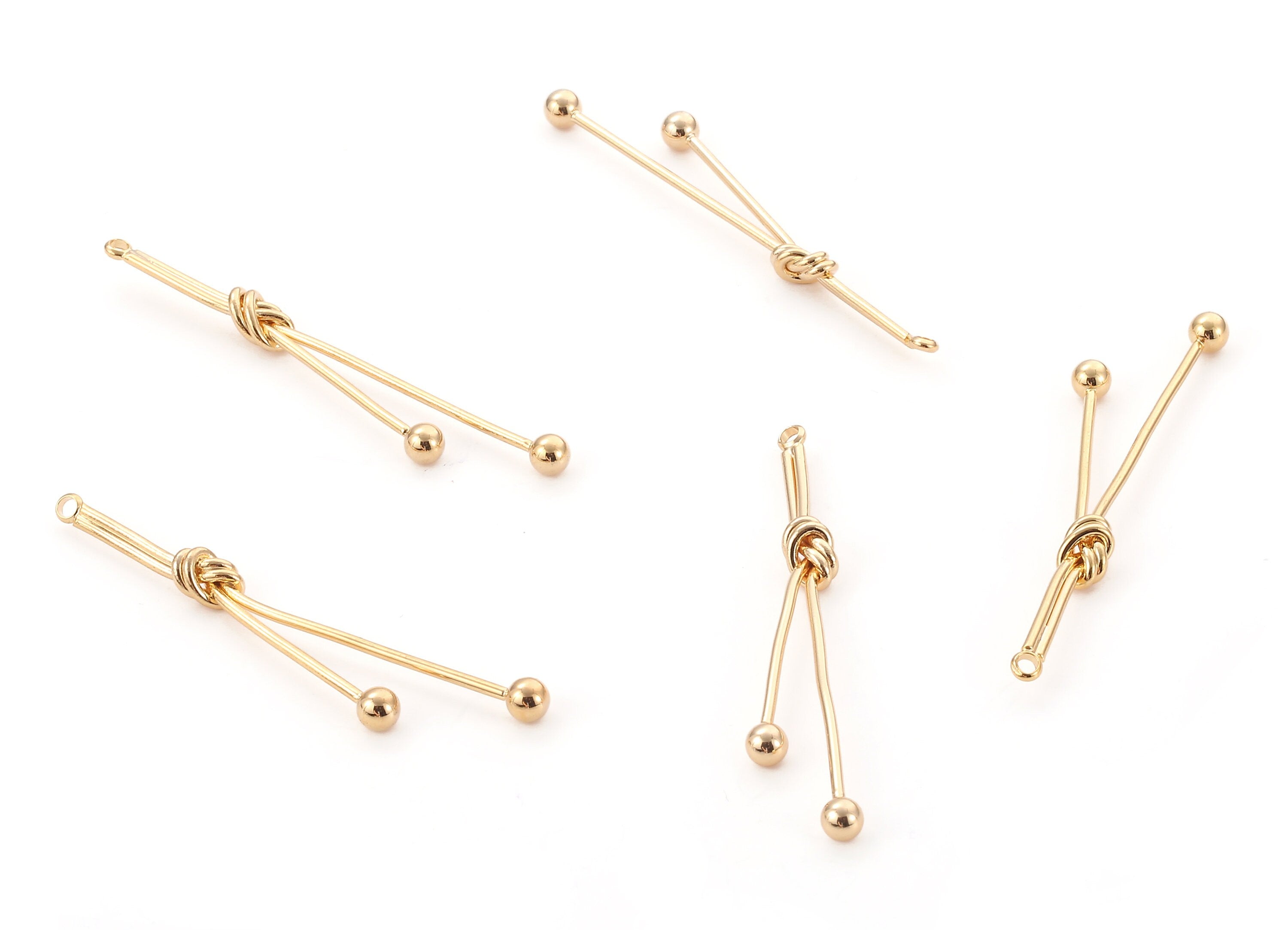 Brass Node Earring Charms - Brass Node Earring Pendant - 18K Real Gold Plated Brass - Jewelry Supplies - 55.17x5mm - RGP1100 - DOMEDBAZAAR