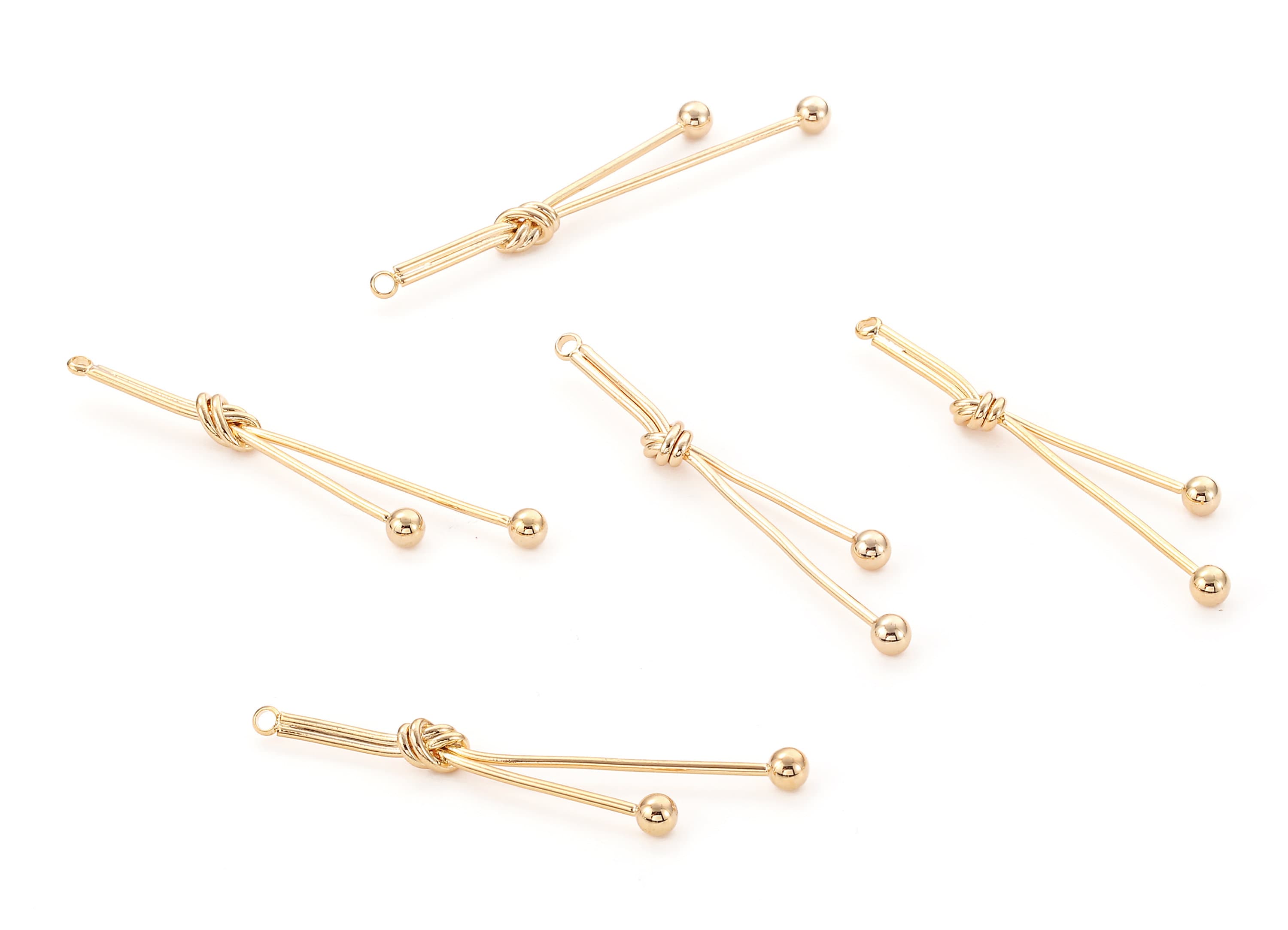 Brass Node Earring Charms - Brass Node Earring Pendant - 18K Real Gold Plated Brass - Jewelry Supplies - 55.17x5mm - RGP1100 - DOMEDBAZAAR