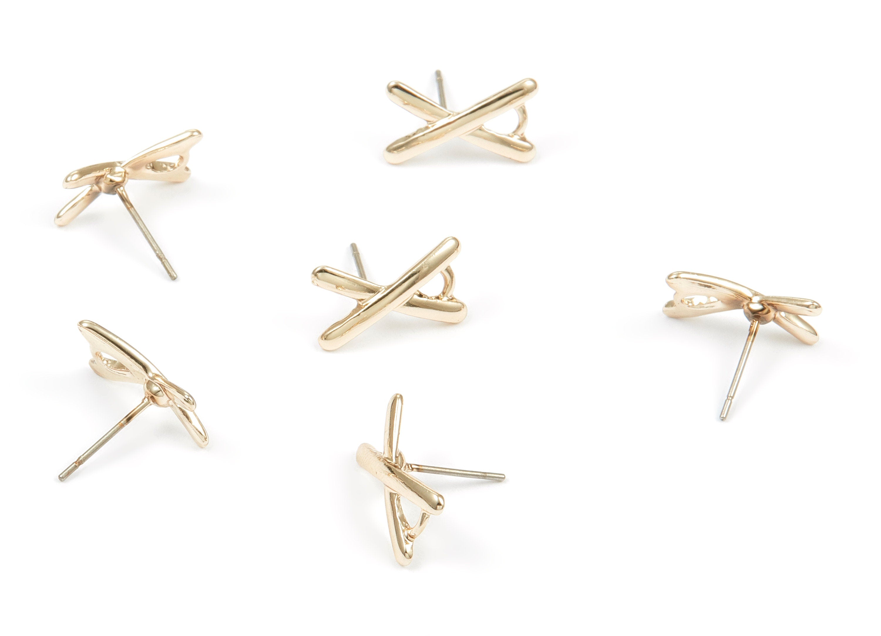 Alloy Geometric Earring Stud - Zinc Alloy Geometric Earring Post - Gold Tone Plated - Earring Findings - 14.62x8.69x1.56mm - ZZ1341 - DOMEDBAZAAR