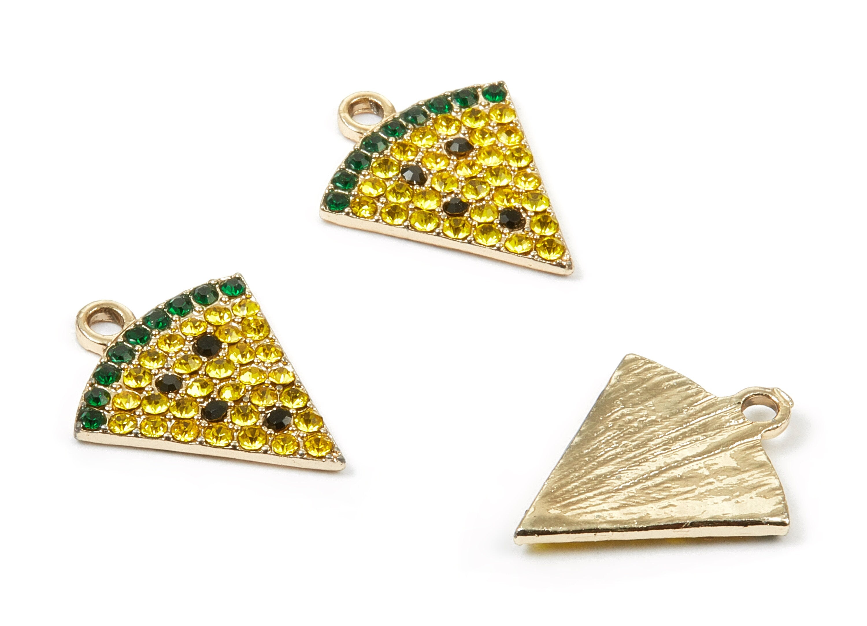Alloy Watermelon Charms - Zinc Alloy Fan Earrings - Necklace Pendant - Gold Tone Plated - Earring Findings - 23.86x19.22x1.86mm - ZZ1378 - DOMEDBAZAAR