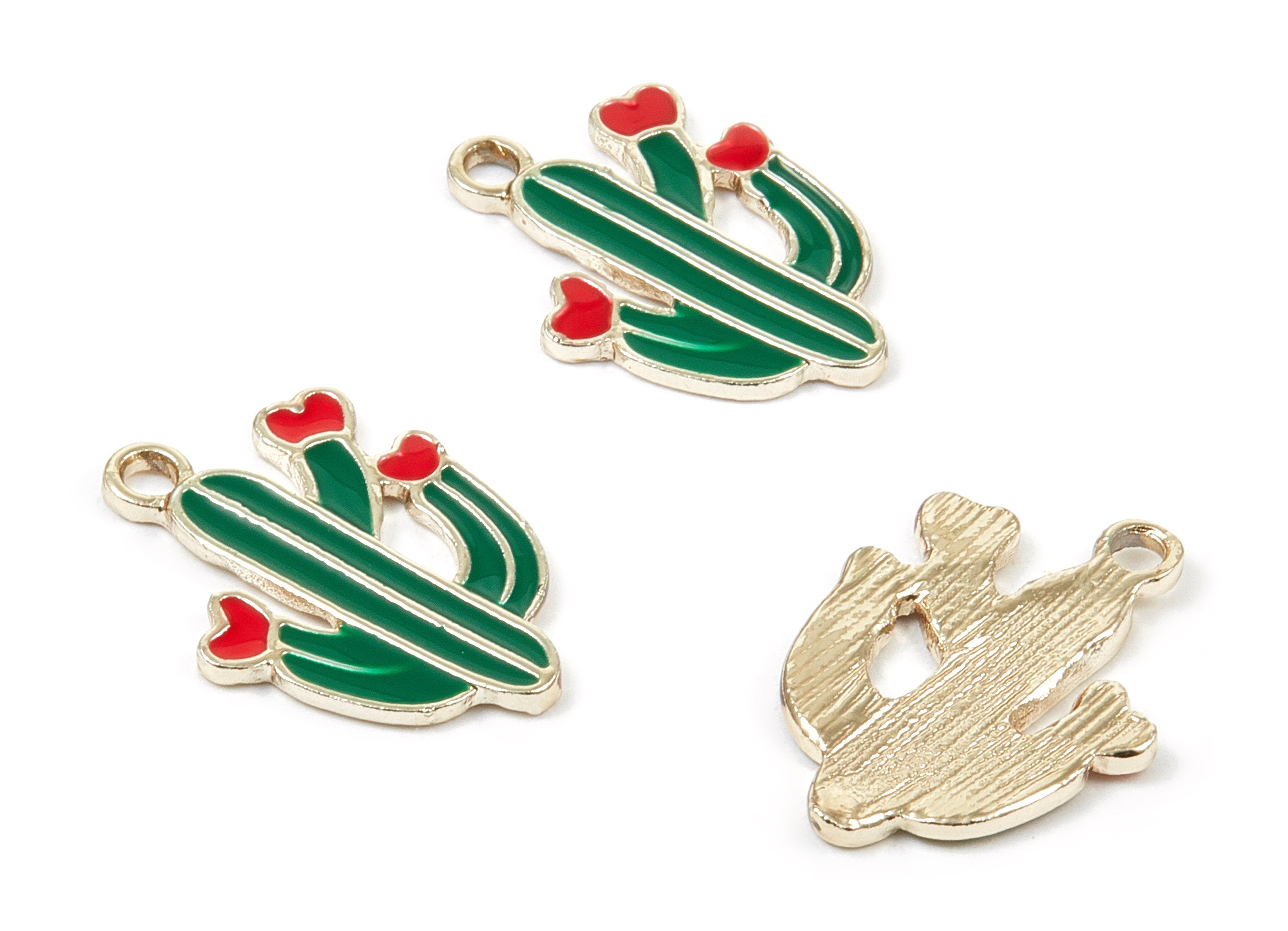 Alloy Cactus Charms - Zinc Alloy Cactus Earrings - Gold Tone Plated - Necklace Pendant - Jewelry Supplies - 25.4x18.73x1.59mm - ZZ1368 - DOMEDBAZAAR