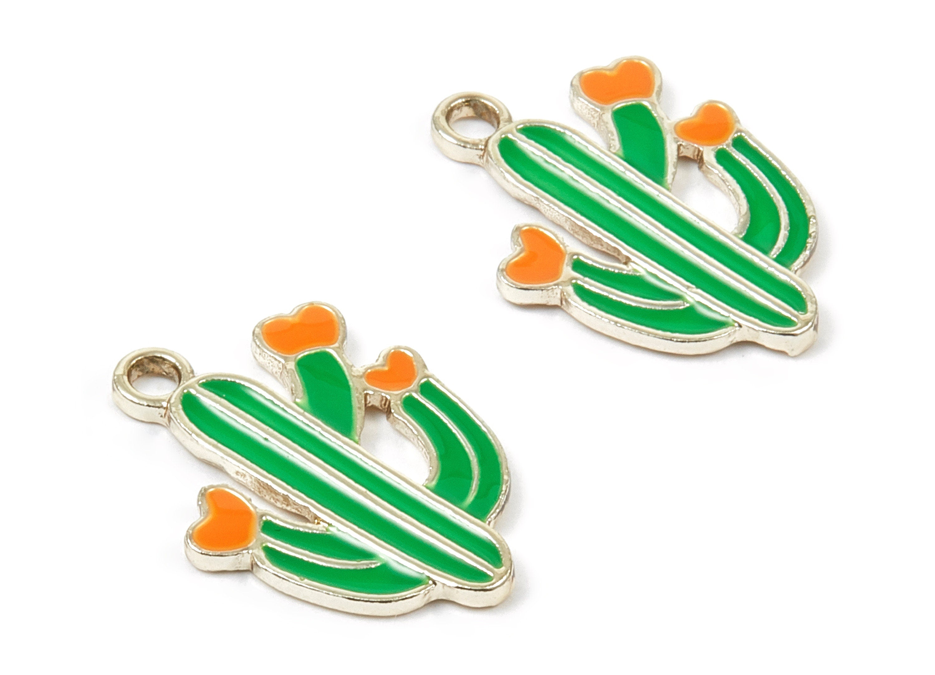 Alloy Cactus Charms - Zinc Alloy Cactus Earrings - Gold Tone Plated - Necklace Pendant - Jewelry Supplies - 25.4x18.73x1.59mm - ZZ1369 - DOMEDBAZAAR