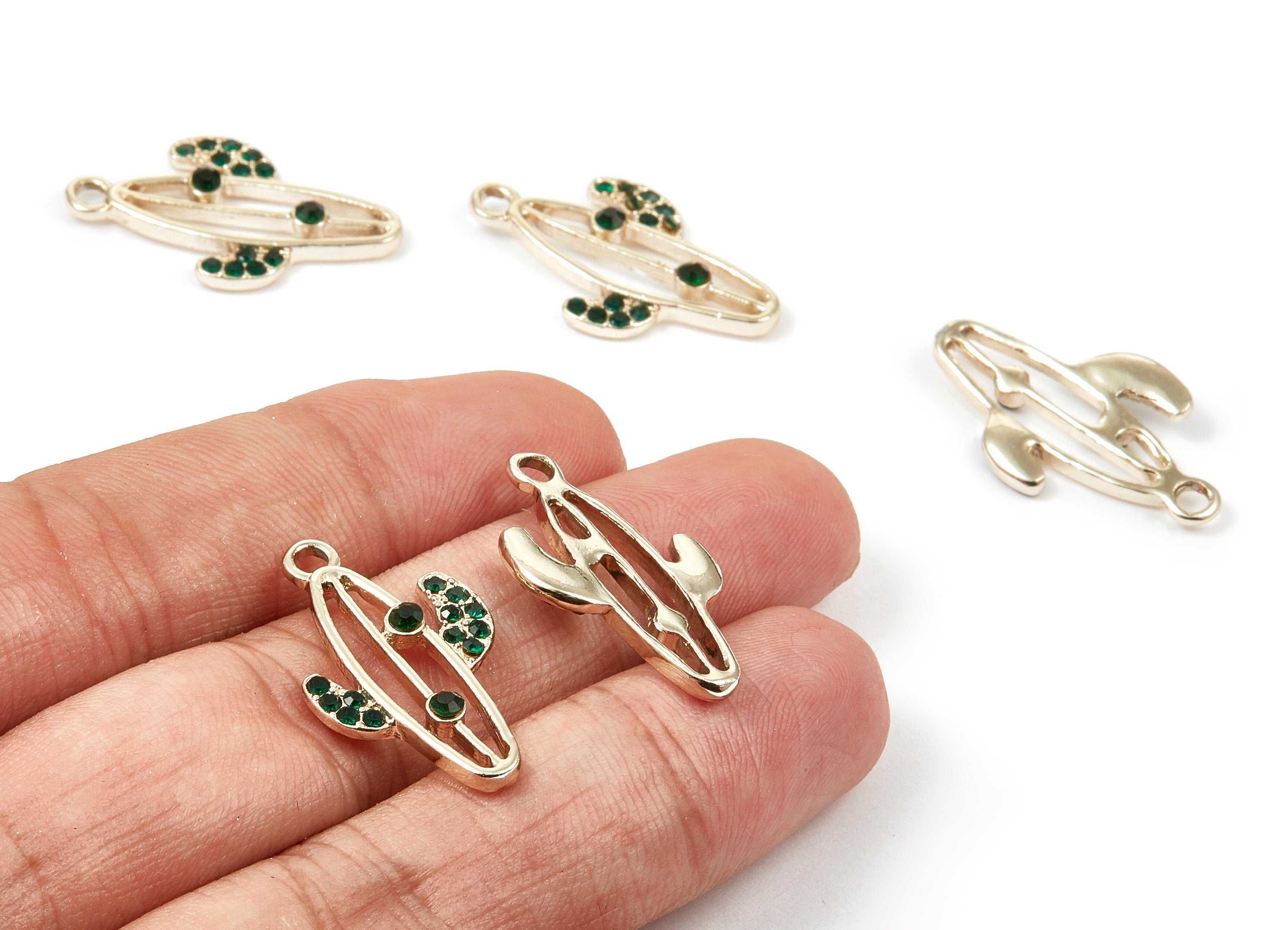 Alloy Cactus Charms - Zinc Alloy Cactus Earrings - Gold Tone Plated - Necklace Pendant - Jewelry Supplies - 27.98x16.49x1.94mm - ZZ1361 - DOMEDBAZAAR