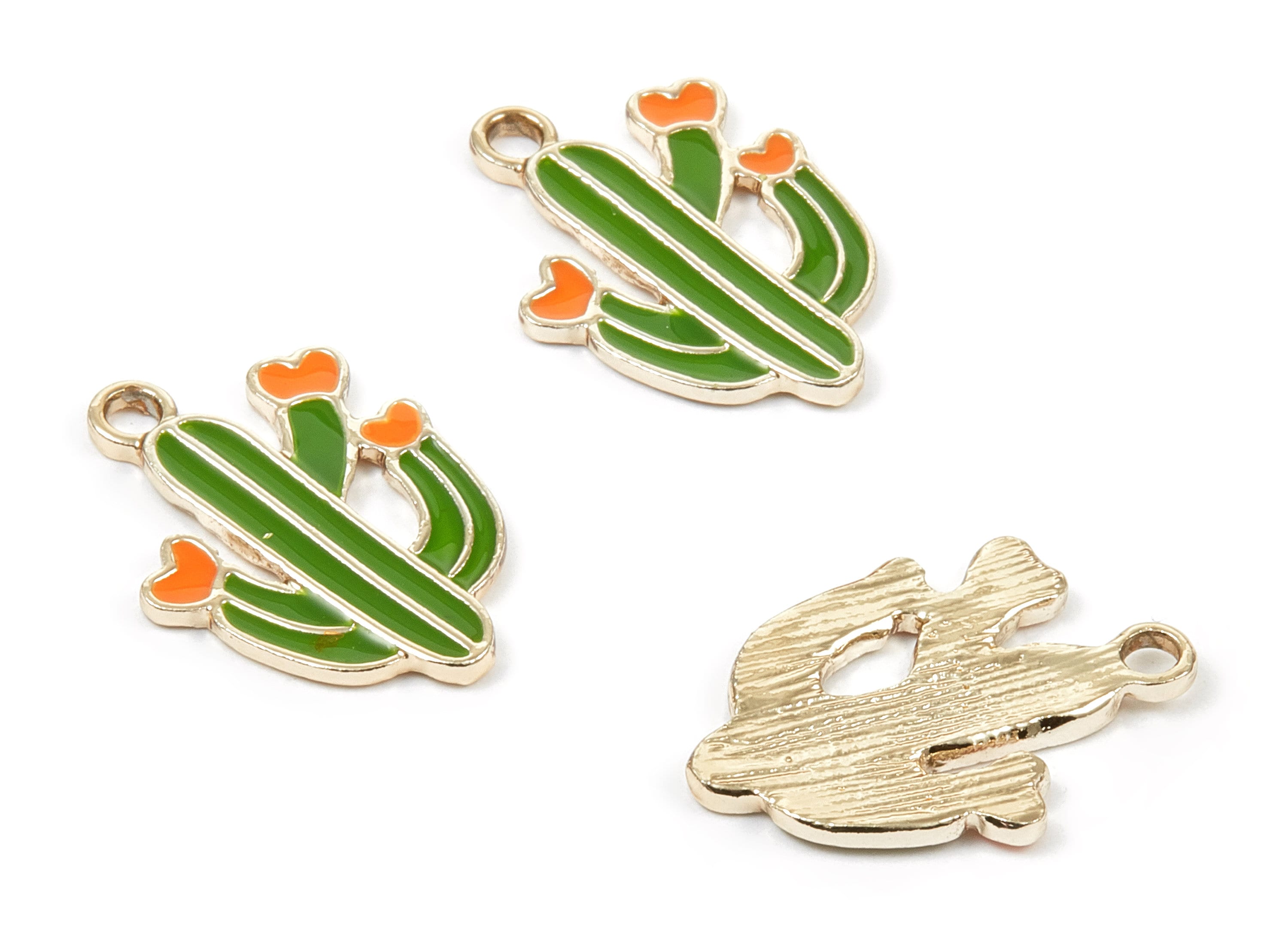 Alloy Cactus Charms - Zinc Alloy Cactus Earrings - Gold Tone Plated - Necklace Pendant - Jewelry Supplies - 25.4x18.73x1.59mm - ZZ1371 - DOMEDBAZAAR