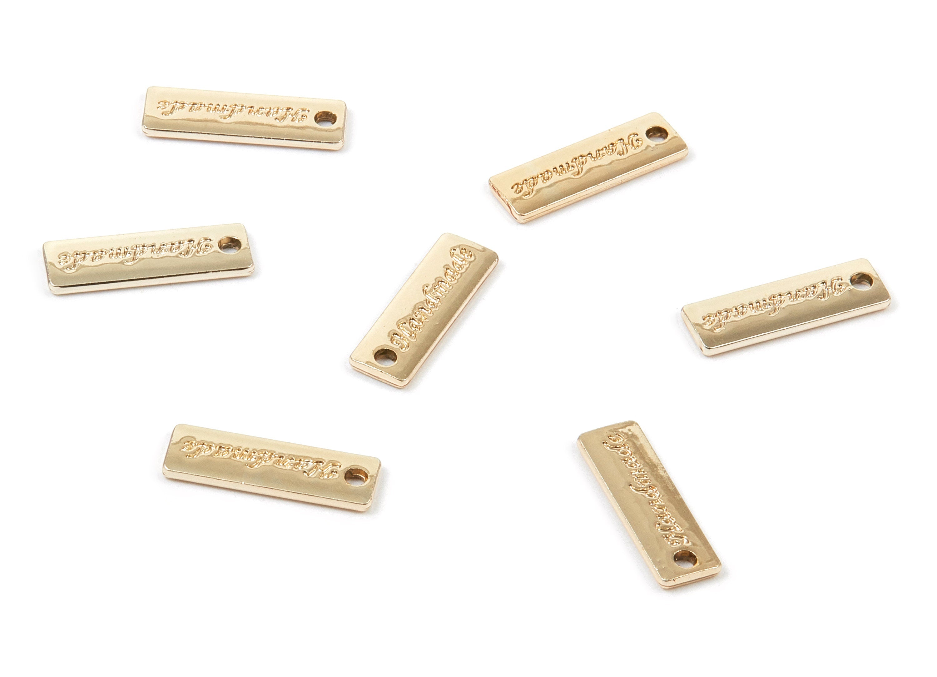 Alloy Rectangle Charms - Zinc Alloy Rectangle Stamped Handmade Marks - Gold Tone Plated - Necklace Pendant - 17.06x5.51x1.32mm - ZZ1328 - DOMEDBAZAAR