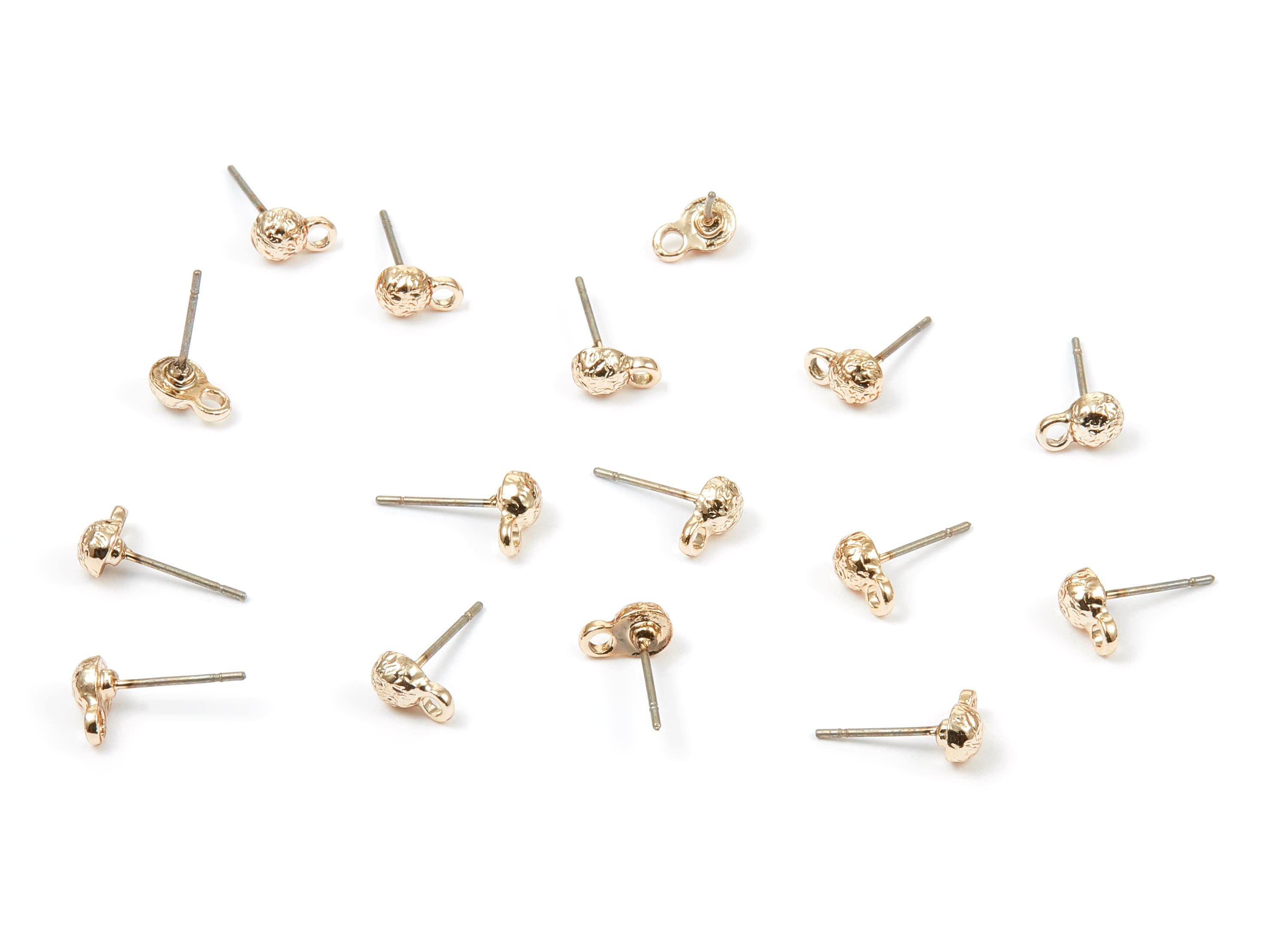 Alloy Semi Ball Earring Stud - Zinc Alloy Semi Ball Earring Post - Gold Tone Plated - Earring Findings - 13.2x7.49mm - ZZ1331 - DOMEDBAZAAR