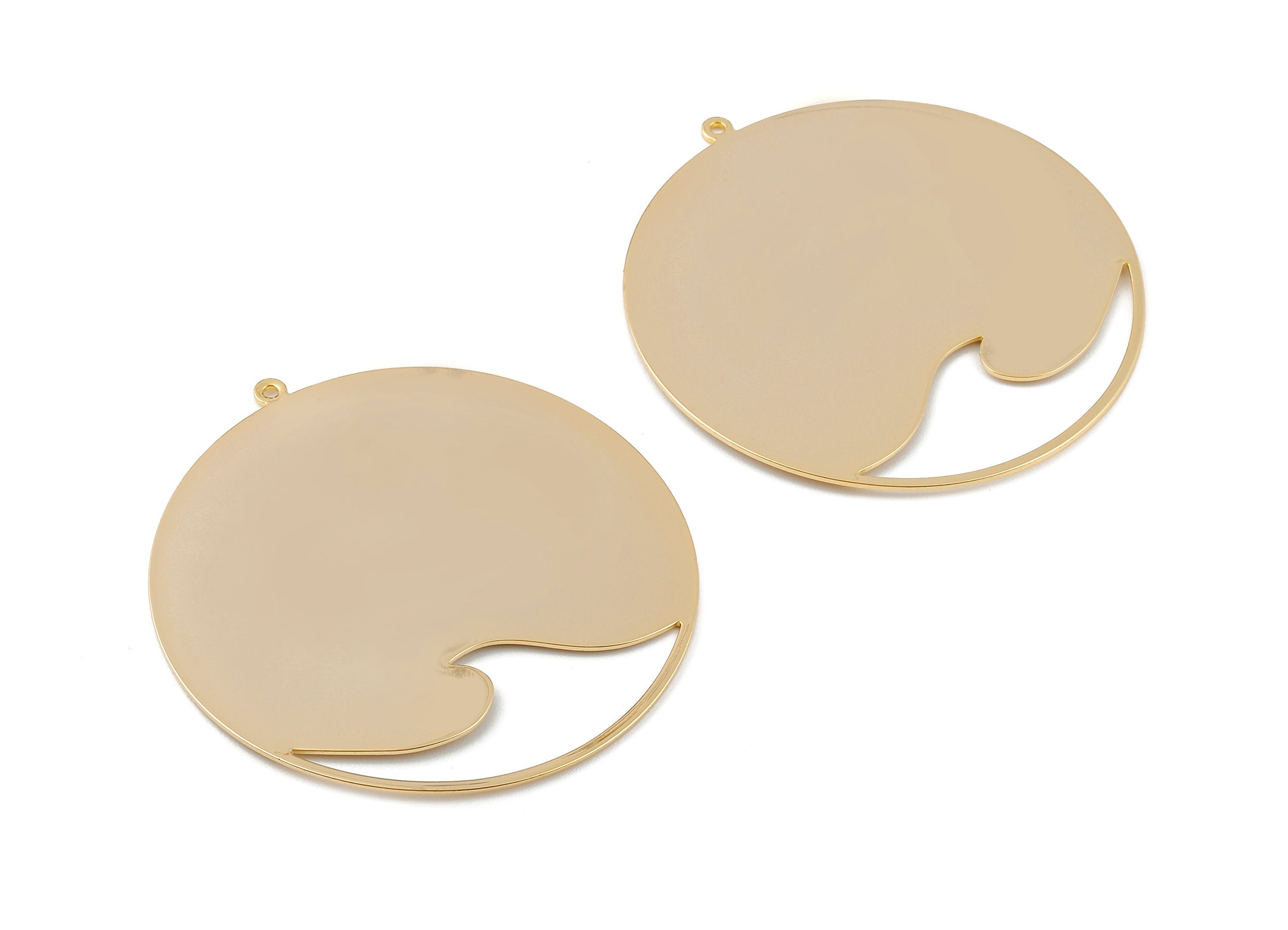 Brass Round Charms - Brass Round Pendant - 18K Real Gold Plated Brass - Necklace Pendant - Jewelry Supplies - 53.4x50.8x0.7mm- RGP1042 - DOMEDBAZAAR