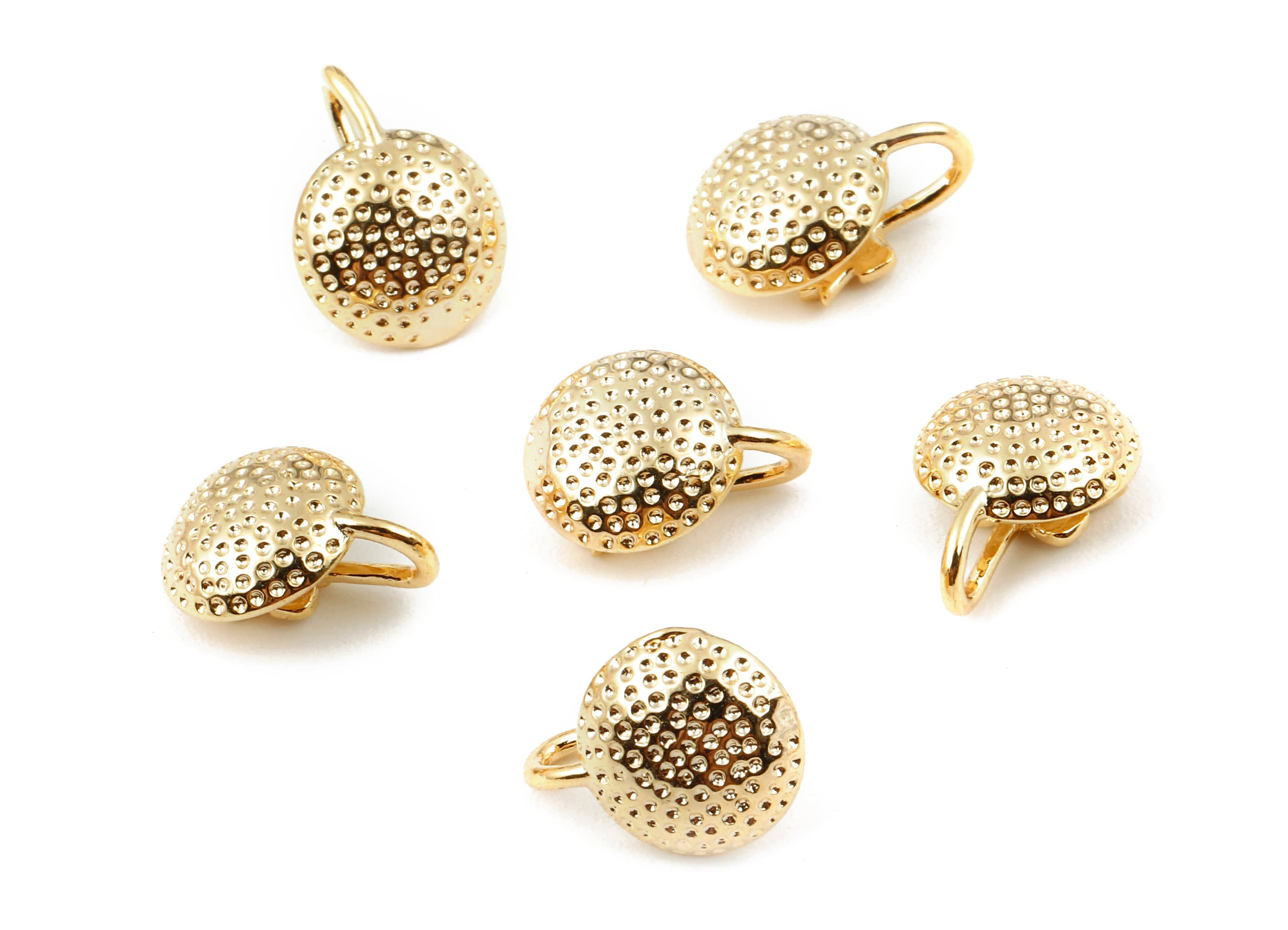 Brass Round Charms - 18K Real Gold Plated Brass Round Earrings - Earring Findings - Jewelry Supplies - 14.32x10.27mm - RGP1108 - DOMEDBAZAAR