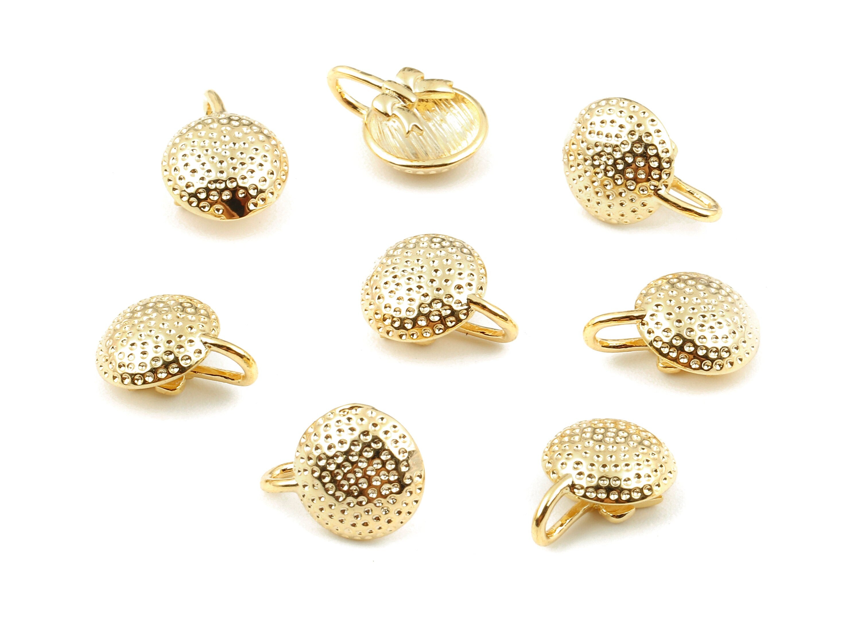 Brass Round Charms - 18K Real Gold Plated Brass Round Earrings - Earring Findings - Jewelry Supplies - 14.32x10.27mm - RGP1108 - DOMEDBAZAAR