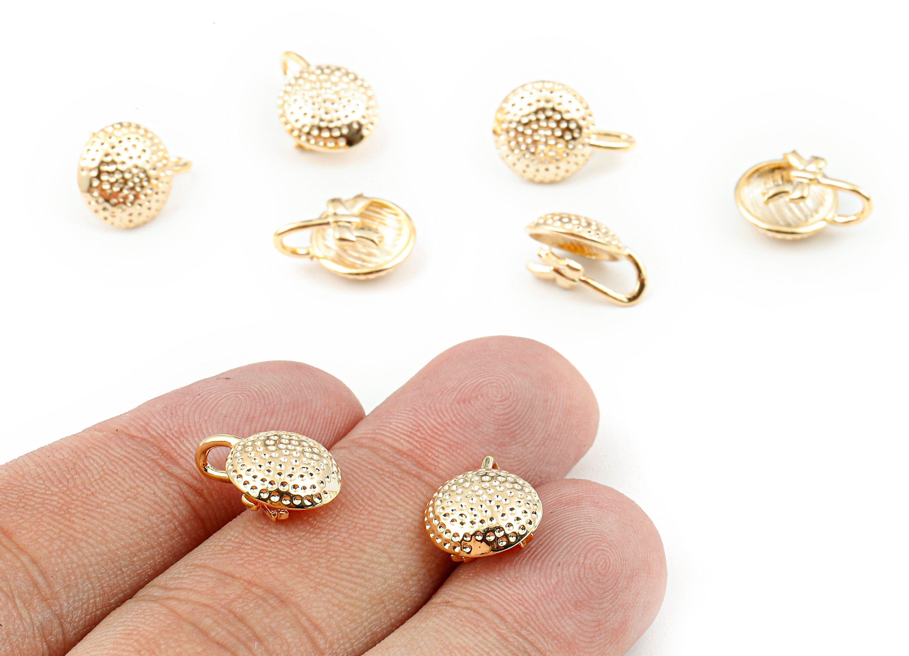 Brass Round Charms - 18K Real Gold Plated Brass Round Earrings - Earring Findings - Jewelry Supplies - 14.32x10.27mm - RGP1108 - DOMEDBAZAAR