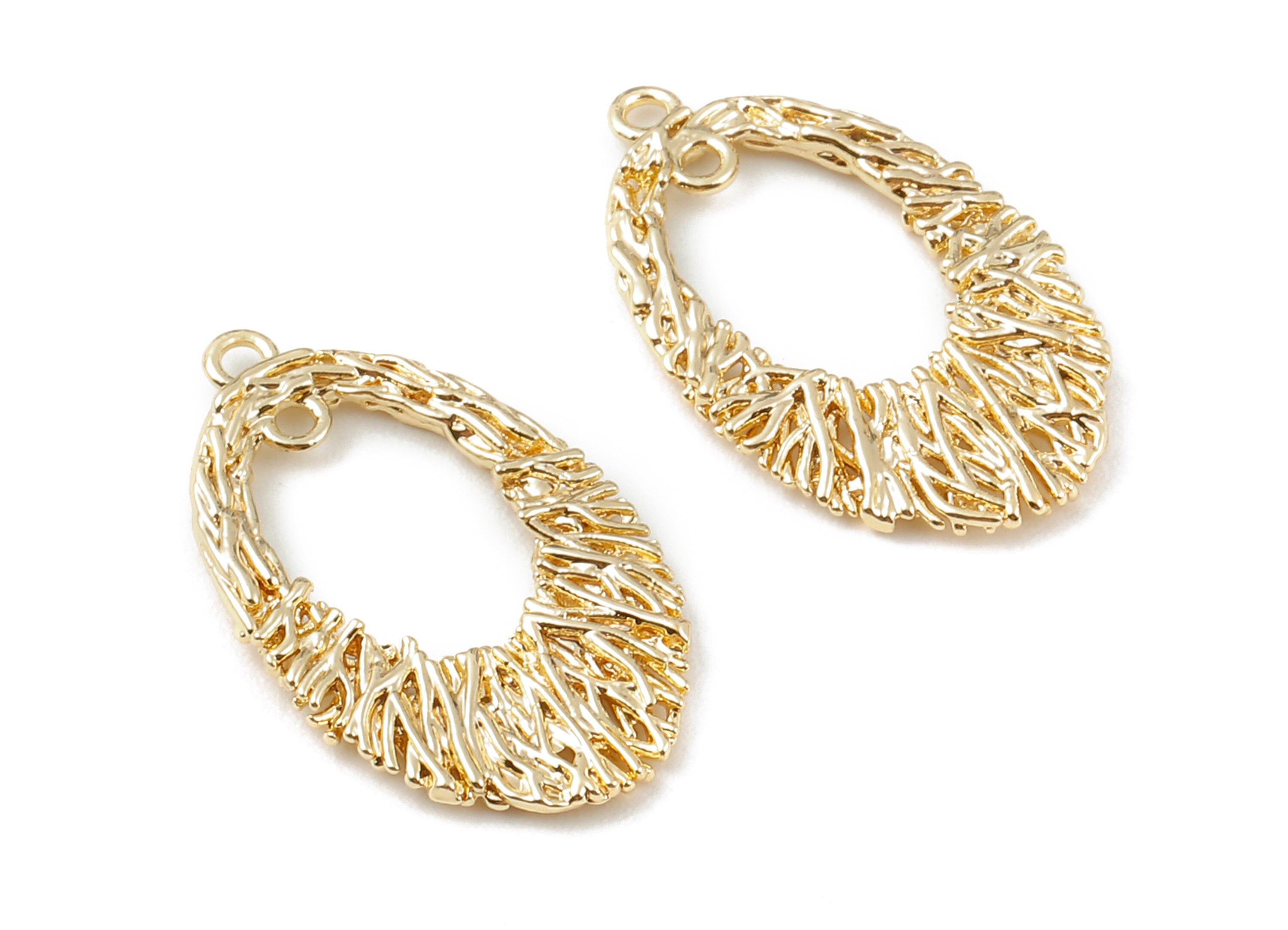 Brass Oval Charms - Brass Oval Pendant - 18K Real Gold Plated Brass - Necklace Pendant - Jewelry Supplies - 25.2x14.68x1.27mm - RGP1109 - DOMEDBAZAAR