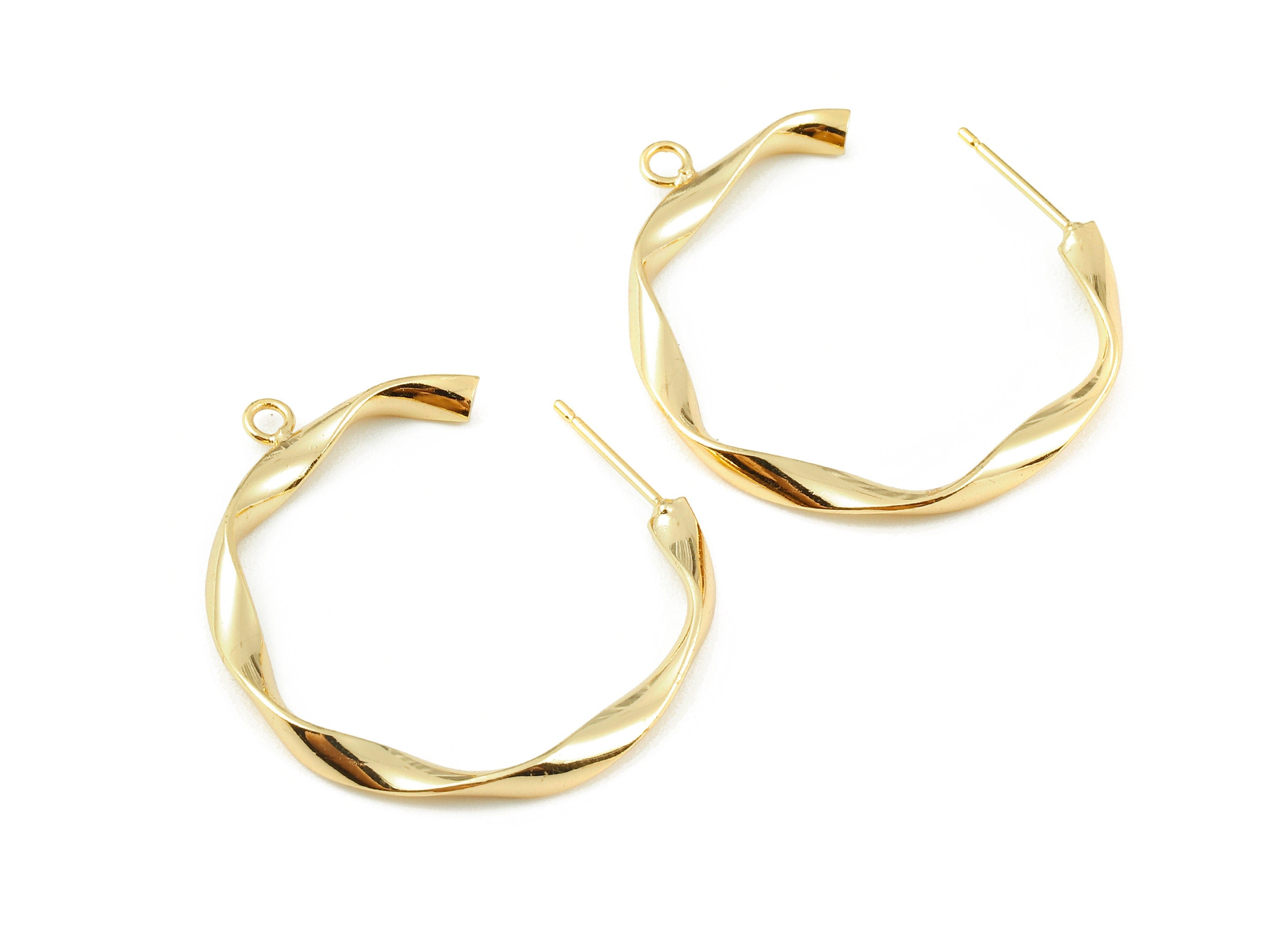 Brass C Earring Post - Brass C Earring Stud - 18K Real Gold Plated Brass Stud - Jewelry Supplies - 35.29x33.86x1.65mm - RGP1119 - DOMEDBAZAAR