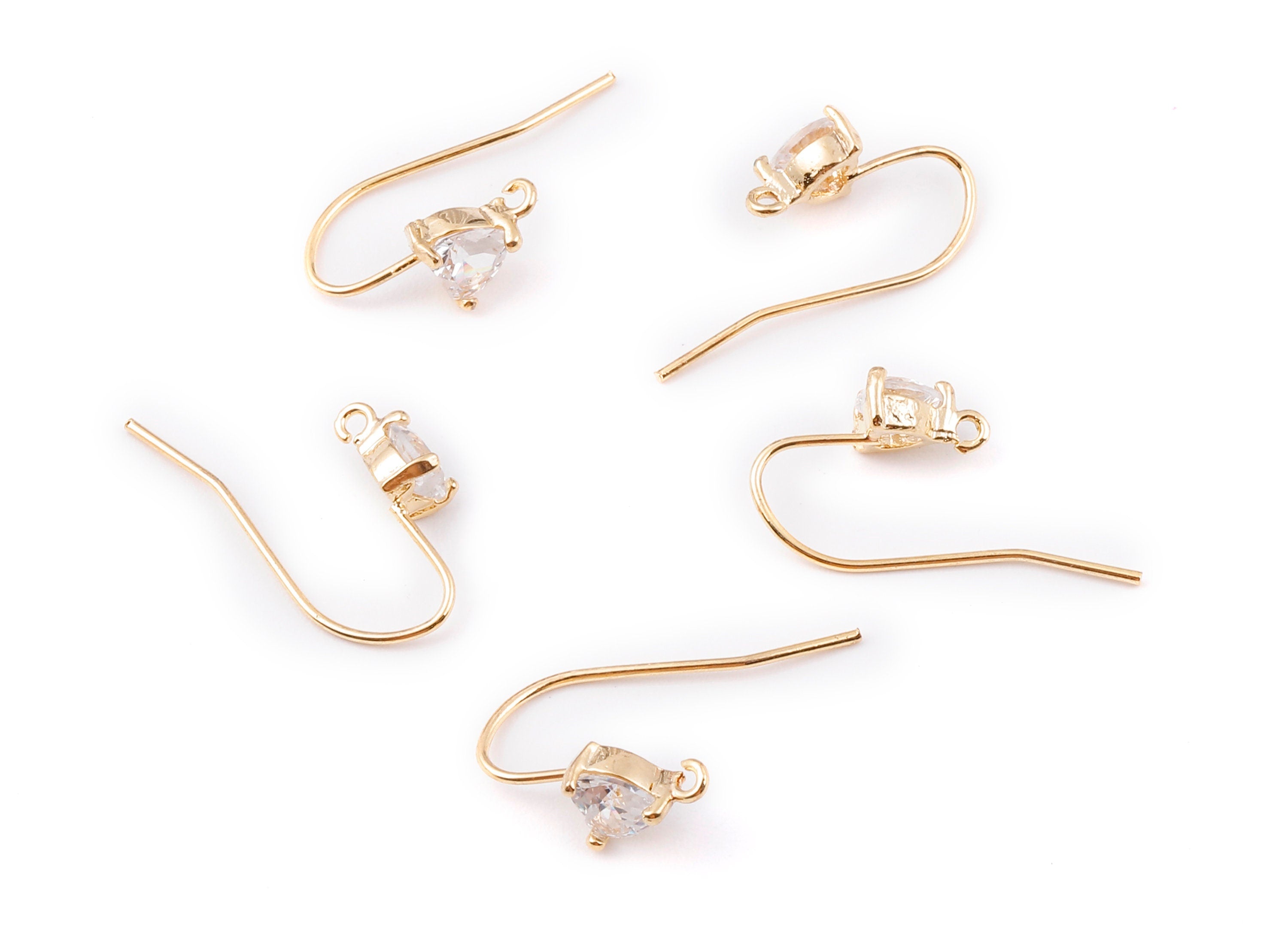 Brass Earring Wire - Earring Posts - Zircon Earring Stud - 18K Real Gold Plated Brass Stud - 7.77x5.93mm - RGP1122 - DOMEDBAZAAR