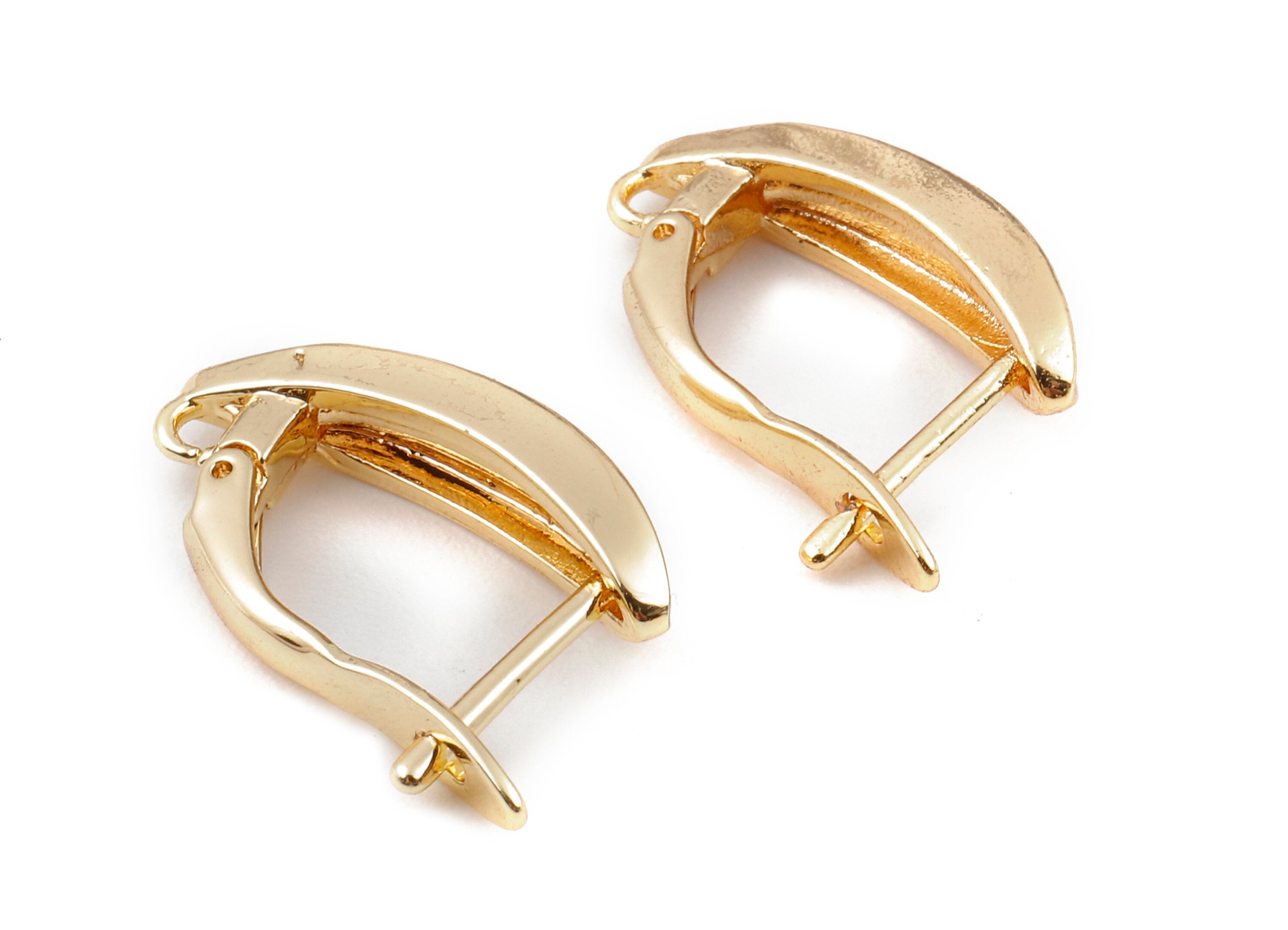Brass D Earring Posts - D Earring Stud - 18K Real Gold Plated Brass Stud - Jewelry Supplies  - 19.03x11.68mm - RGP1125 - DOMEDBAZAAR