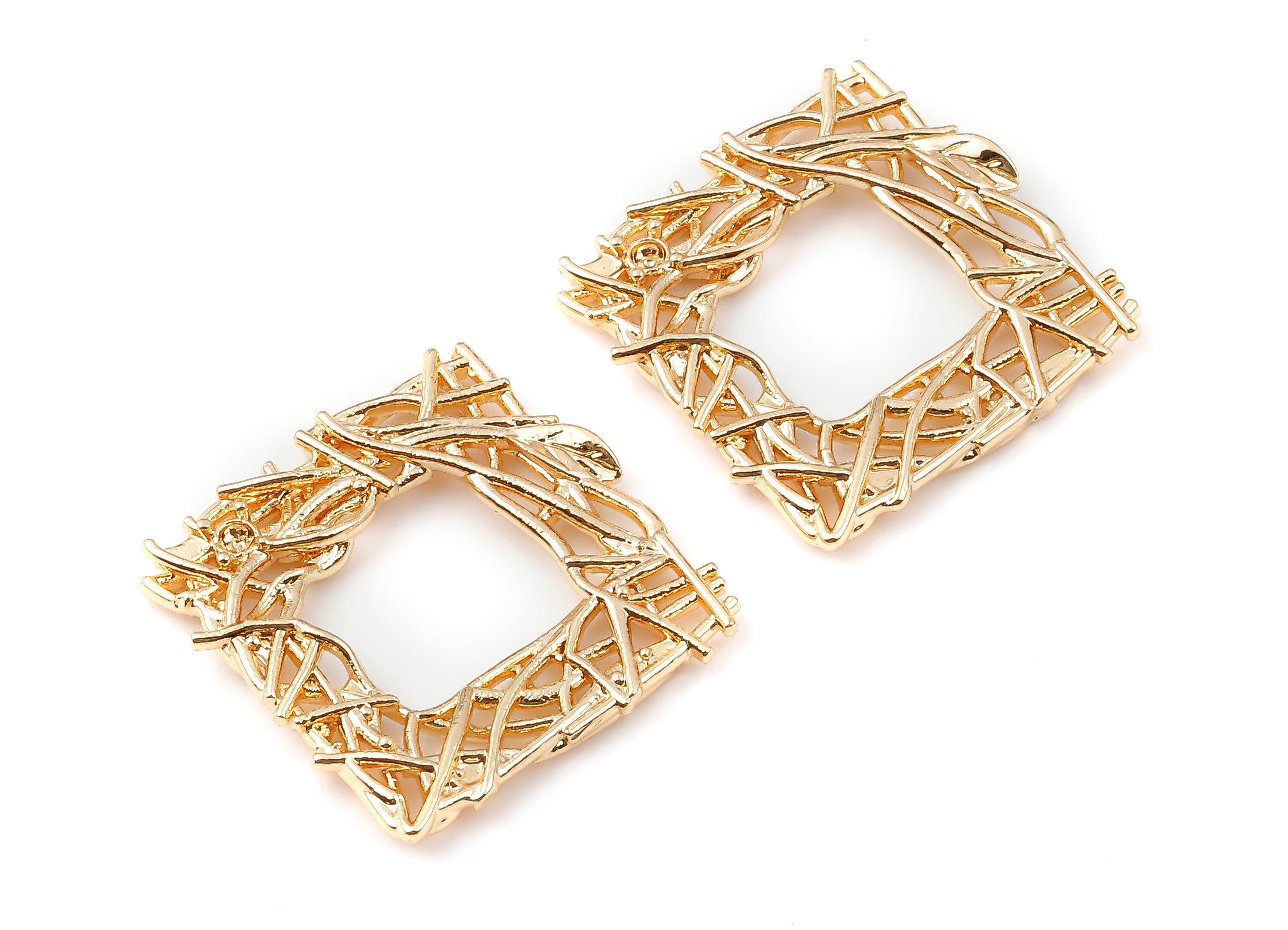 Brass Square Charms - Brass Square Pendant - 18K Real Gold Plated Brass - Necklace Pendant - Jewelry Supplies - 20.67x20.67x1.67mm - RGP1128 - DOMEDBAZAAR
