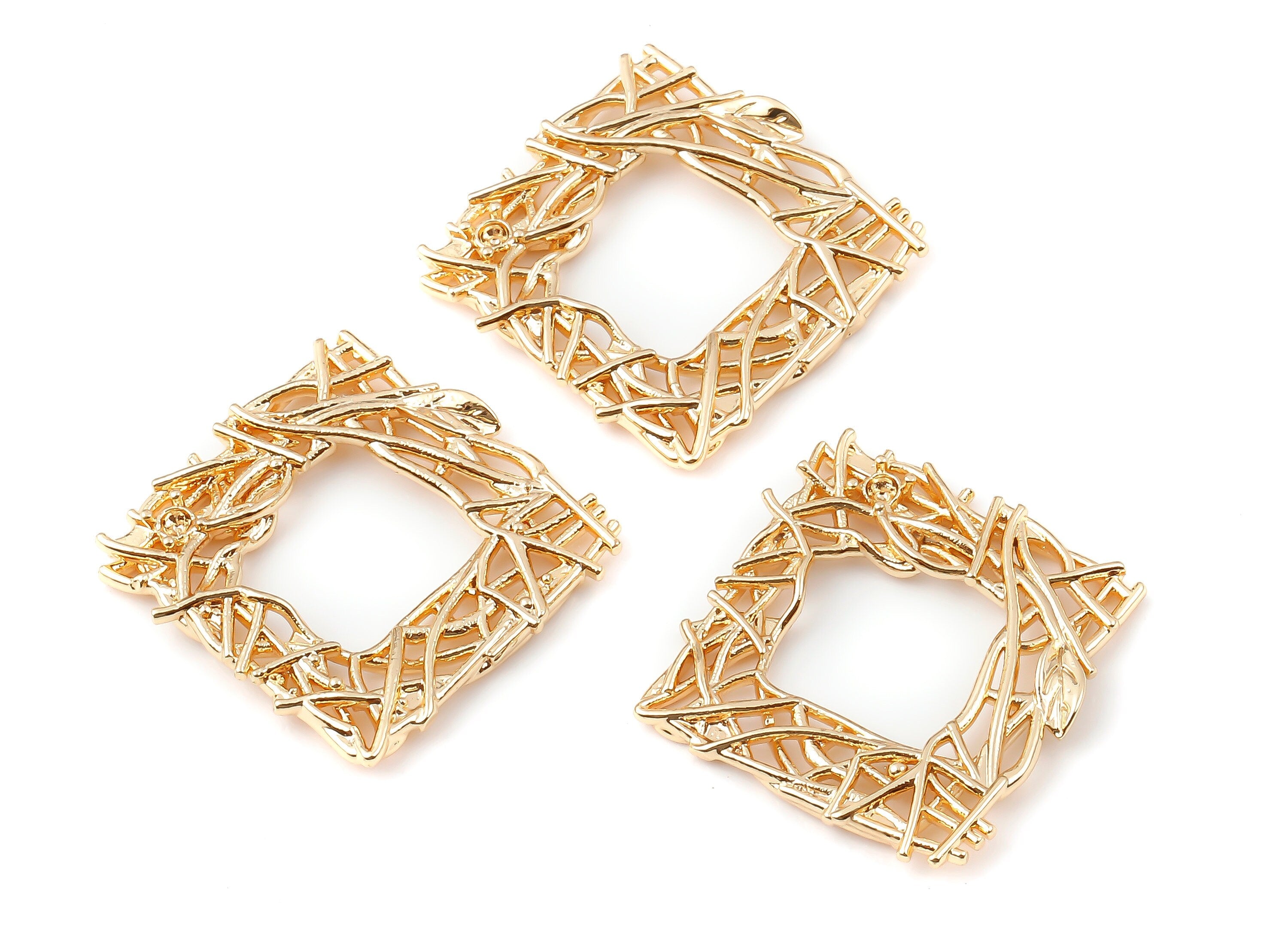 Brass Square Charms - Brass Square Pendant - 18K Real Gold Plated Brass - Necklace Pendant - Jewelry Supplies - 20.67x20.67x1.67mm - RGP1128 - DOMEDBAZAAR