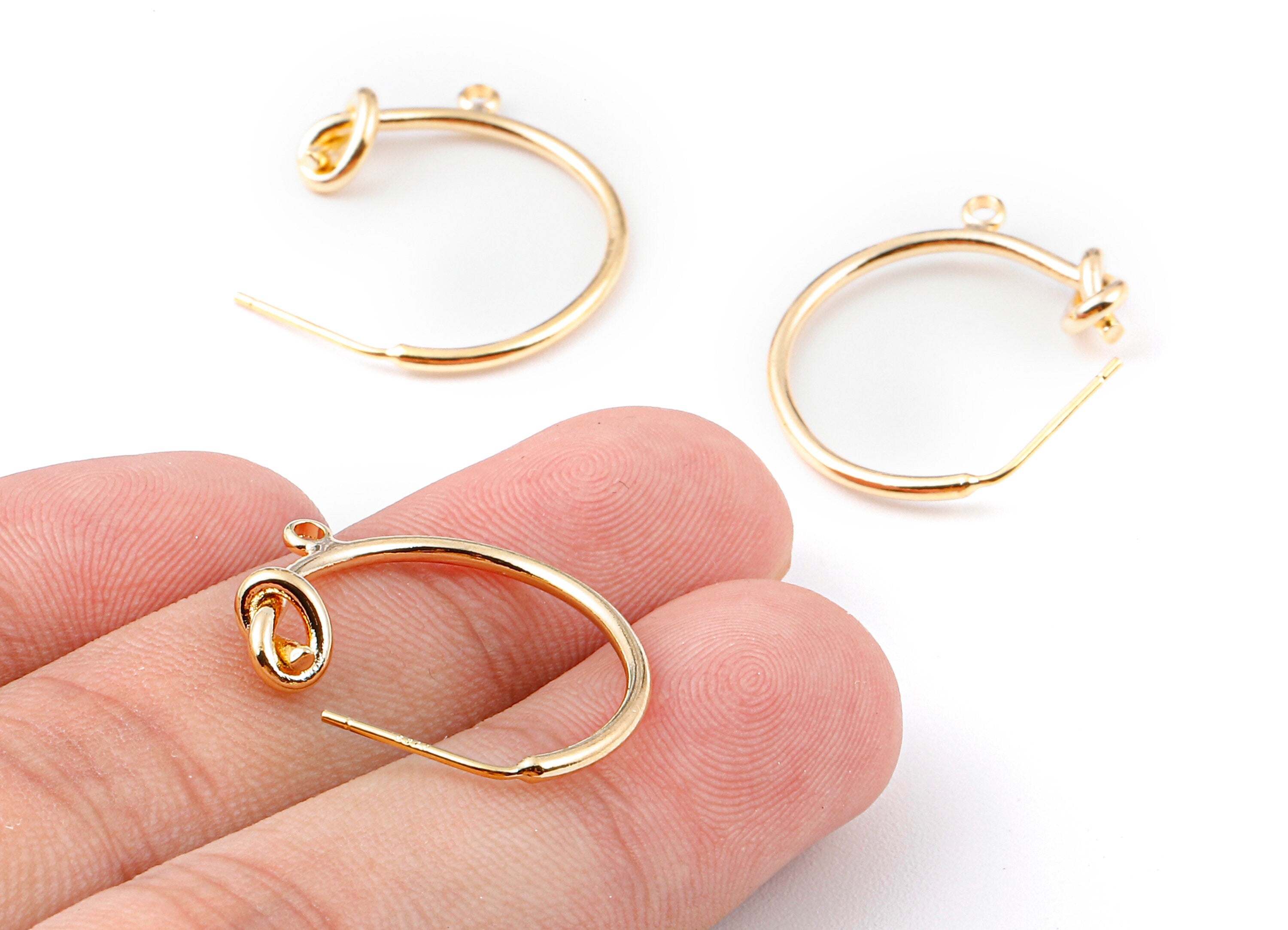 Brass C Earring Post - Node Earring Stud - 18K Real Gold Plated Brass Stud - Jewelry Supplies - 27.37x24.9mm - RGP1130 - DOMEDBAZAAR