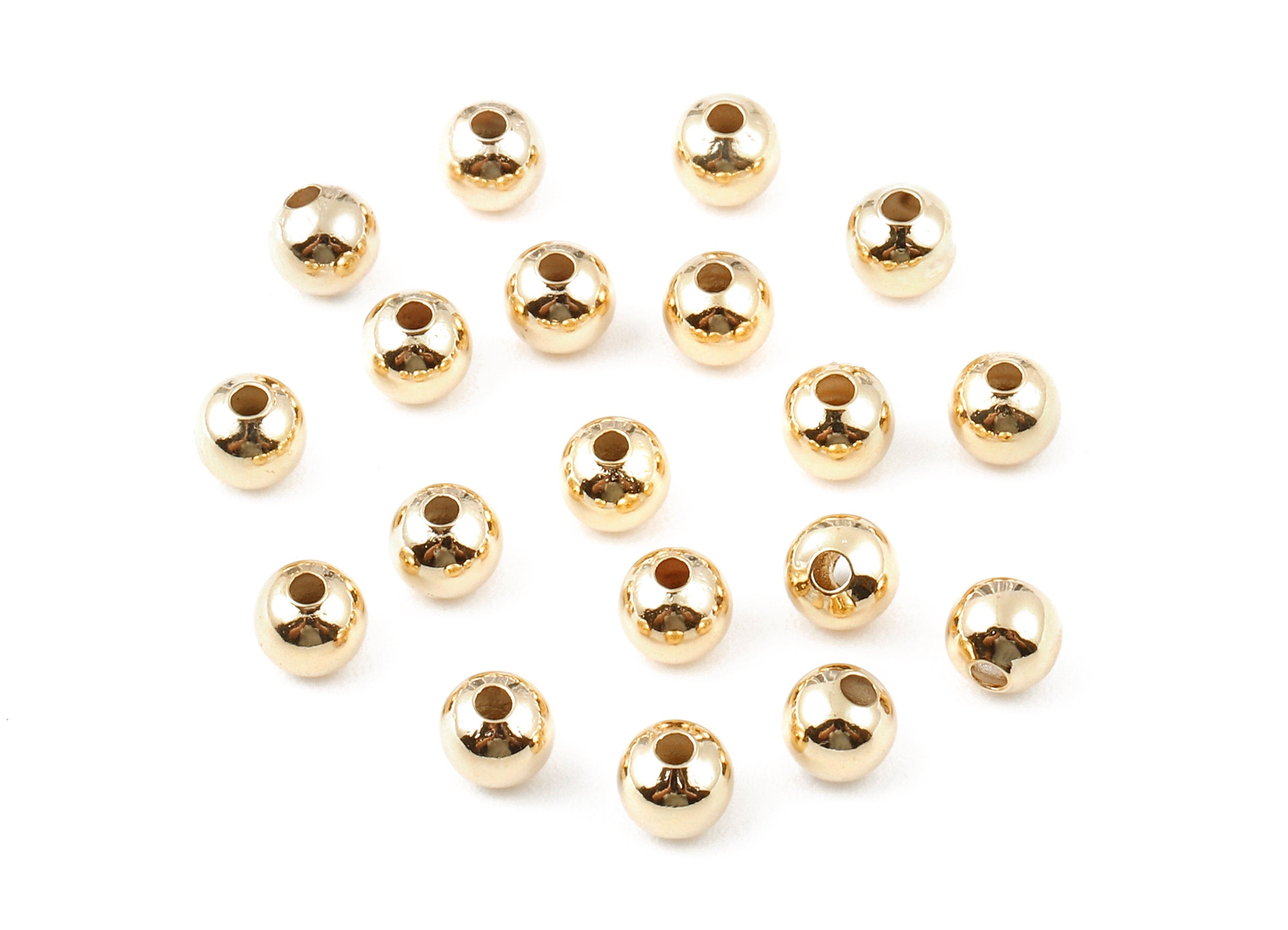Brass Spacer Ball Beads Charms - Spacer Ball Beads Pendant - 18K Real Gold Plated Brass - Necklace Pendant - 5.02x4.74mm - RGP1161 - DOMEDBAZAAR