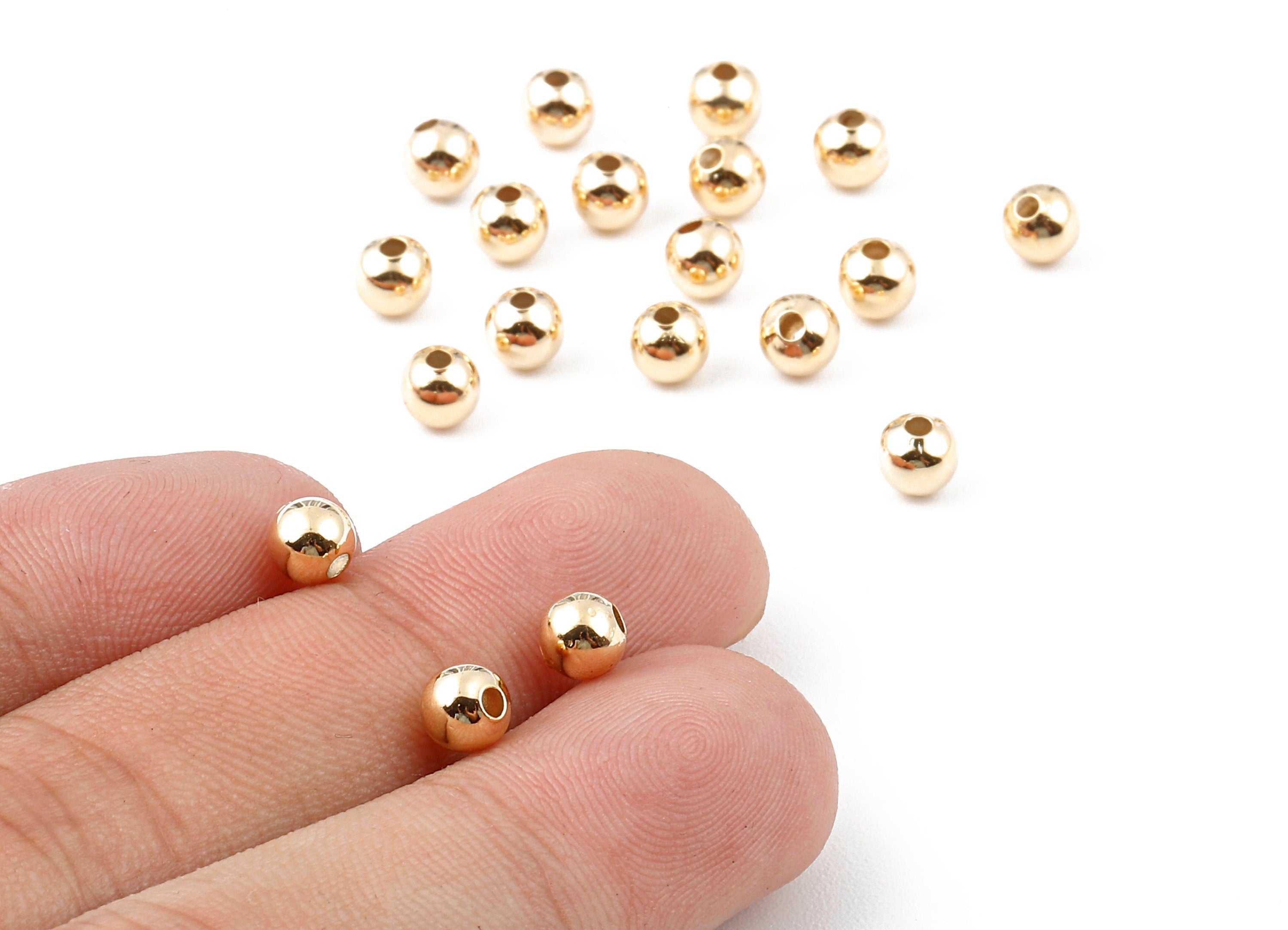 Brass Spacer Ball Beads Charms - Spacer Ball Beads Pendant - 18K Real Gold Plated Brass - Necklace Pendant - 5.02x4.74mm - RGP1161 - DOMEDBAZAAR