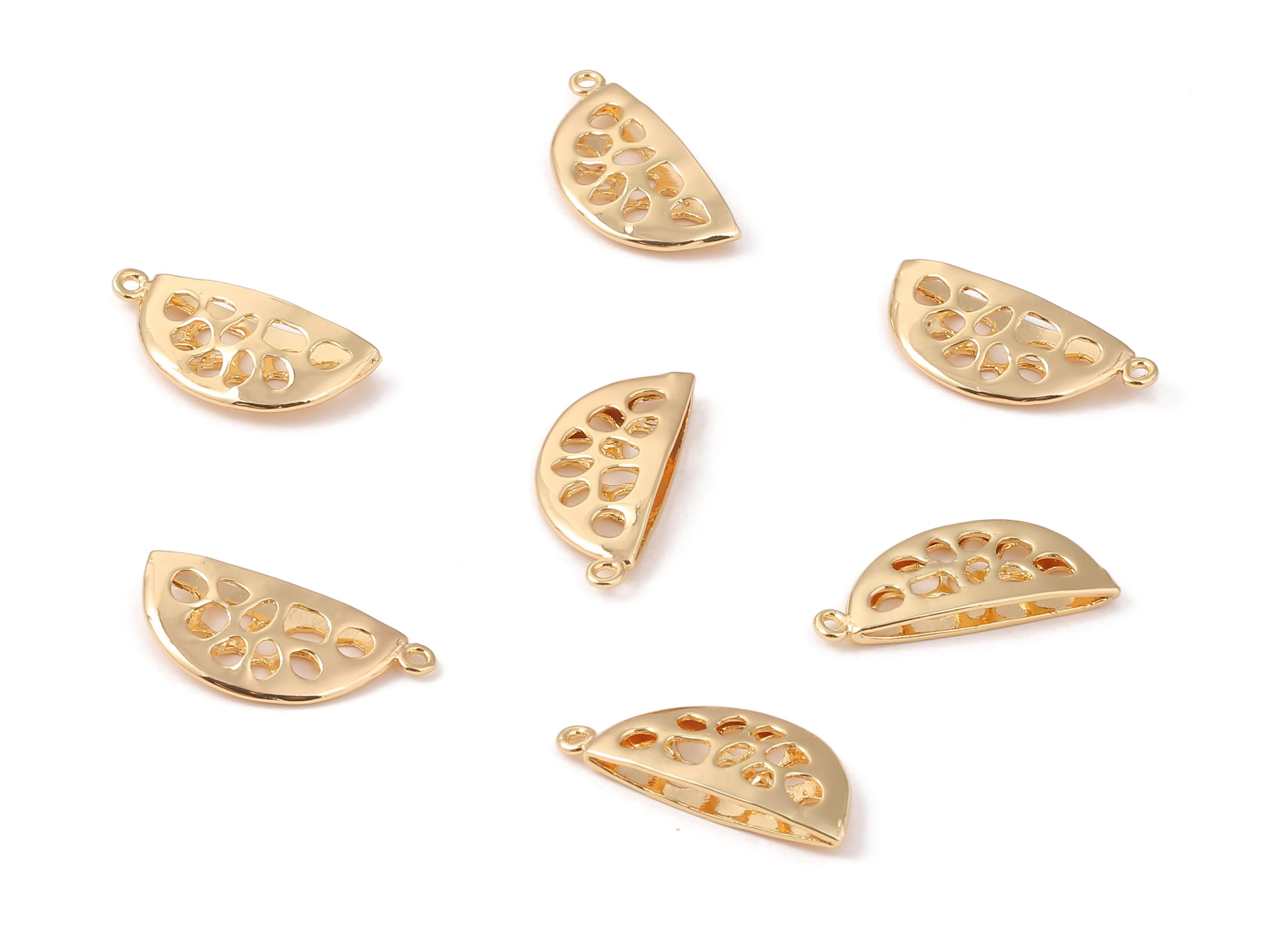Brass Watermelon Earring Charms - Brass Watermelon Earring Pendant - 18K Real Gold Plated Brass - 25.22x11.17x0.7mm - RGP1163 - DOMEDBAZAAR
