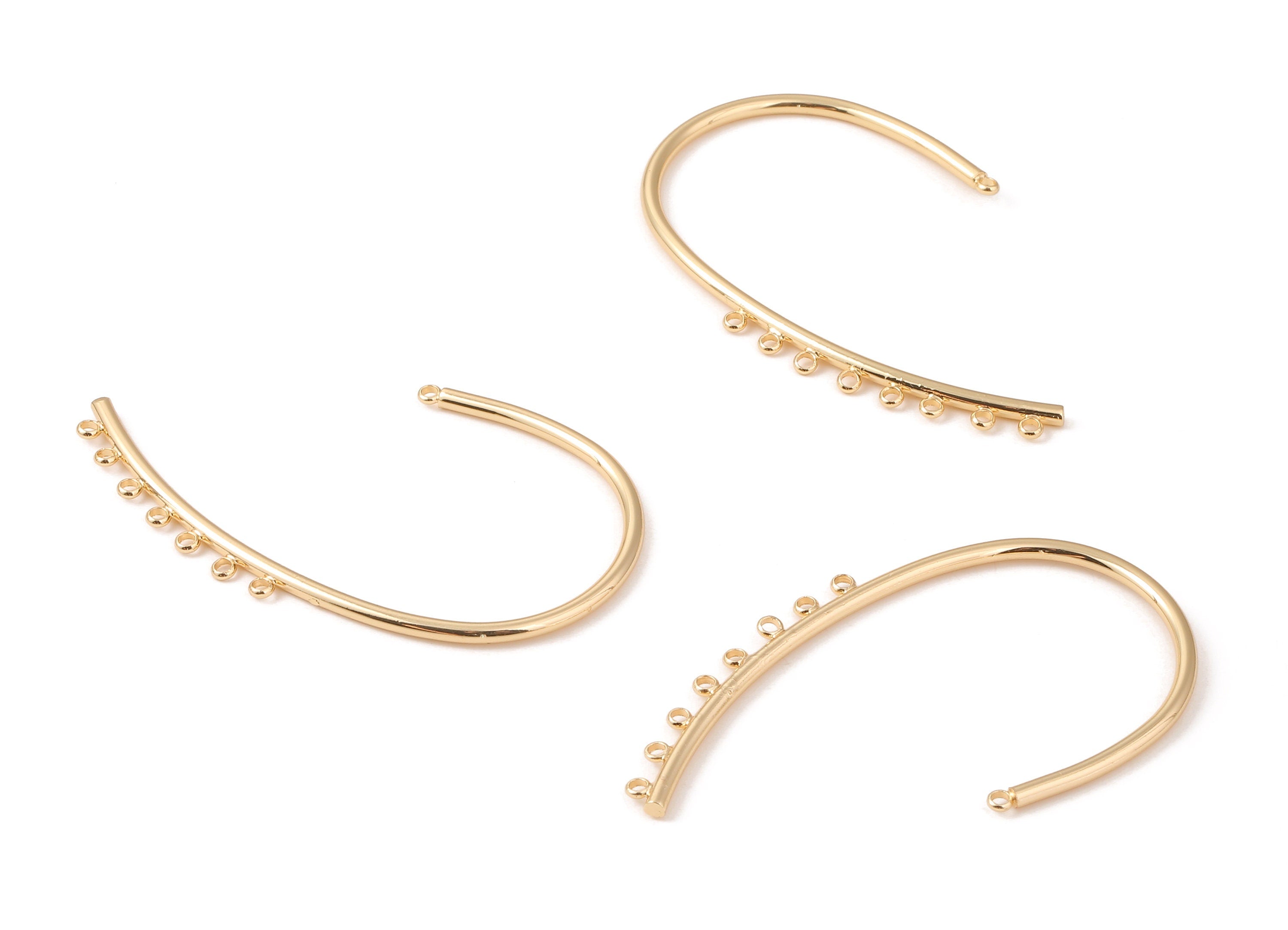 Brass C Earring Wire - Brass C Earring Post and Stud - 18K Real Gold Plated Brass Stud - Jewelry Supplies - 56.46x32.21x2.13mm - RGP1050 - DOMEDBAZAAR