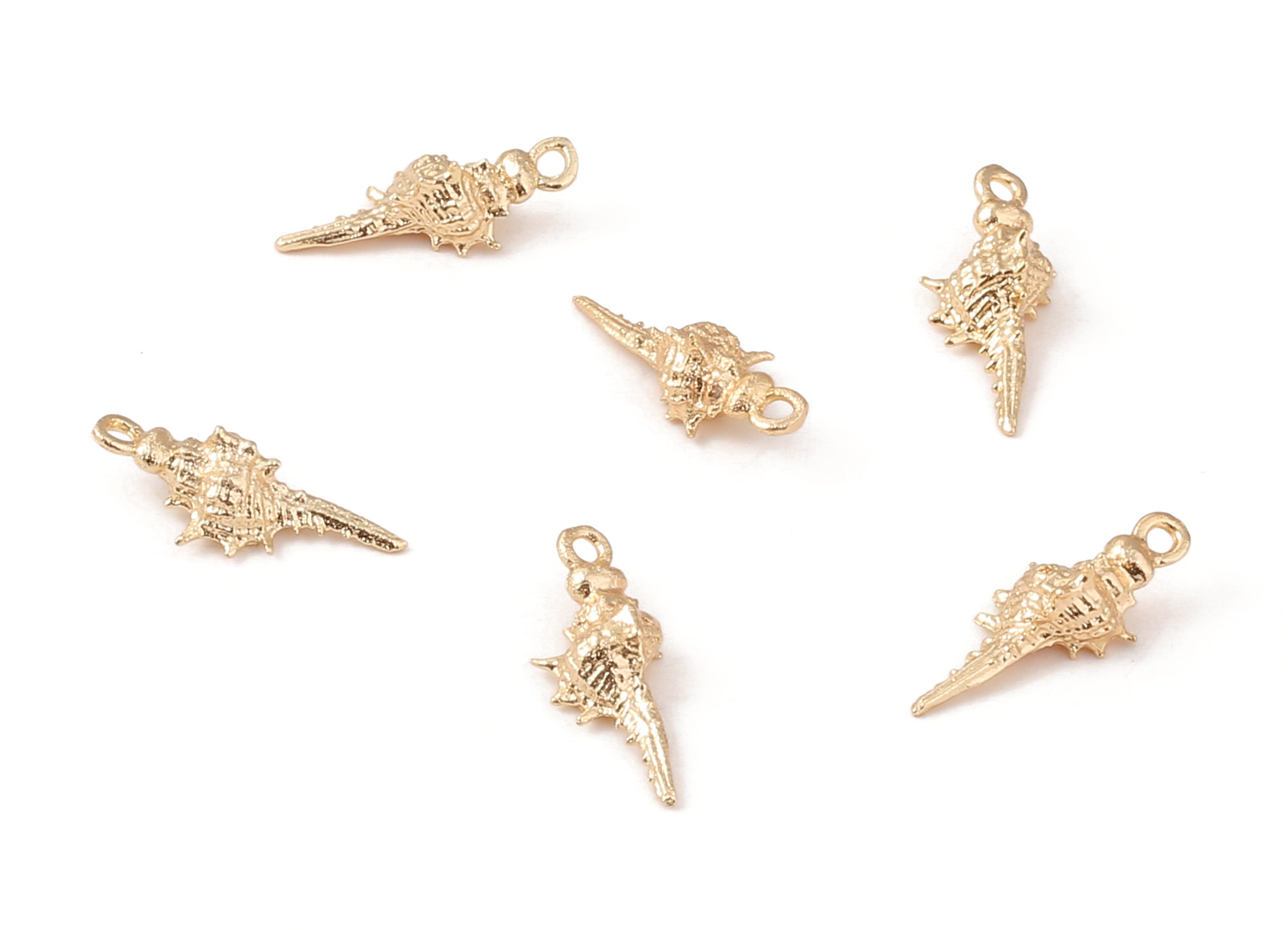 Brass Whelk Seashell Charms - Brass Whelk Seashell Pendant - 18K Real Gold Plated Brass - Jewelry Supplies - 16.57x6.65mm - RGP1217 - DOMEDBAZAAR