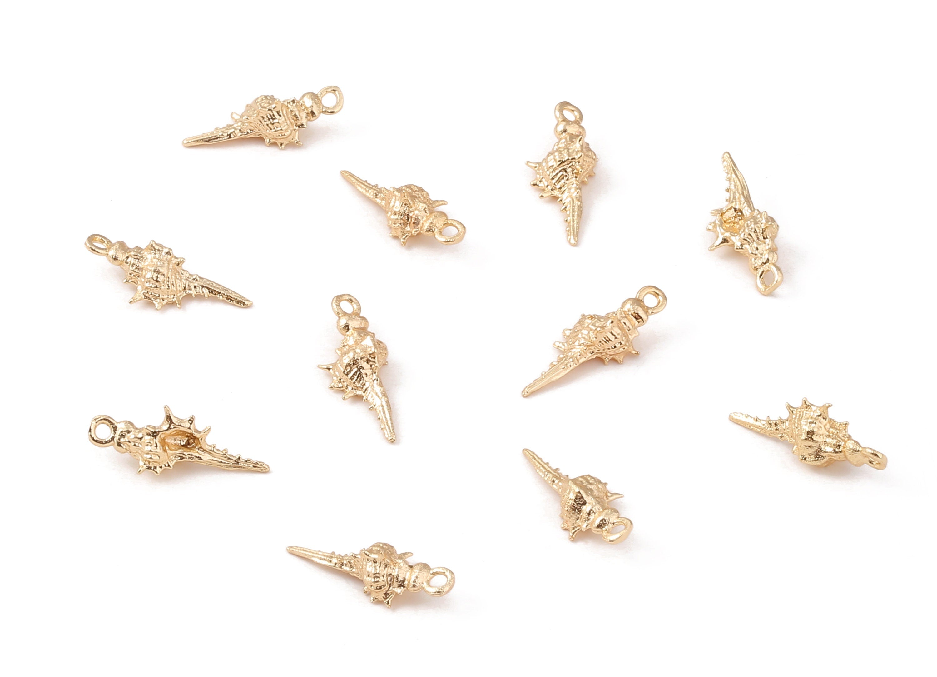 Brass Whelk Seashell Charms - Brass Whelk Seashell Pendant - 18K Real Gold Plated Brass - Jewelry Supplies - 16.57x6.65mm - RGP1217 - DOMEDBAZAAR