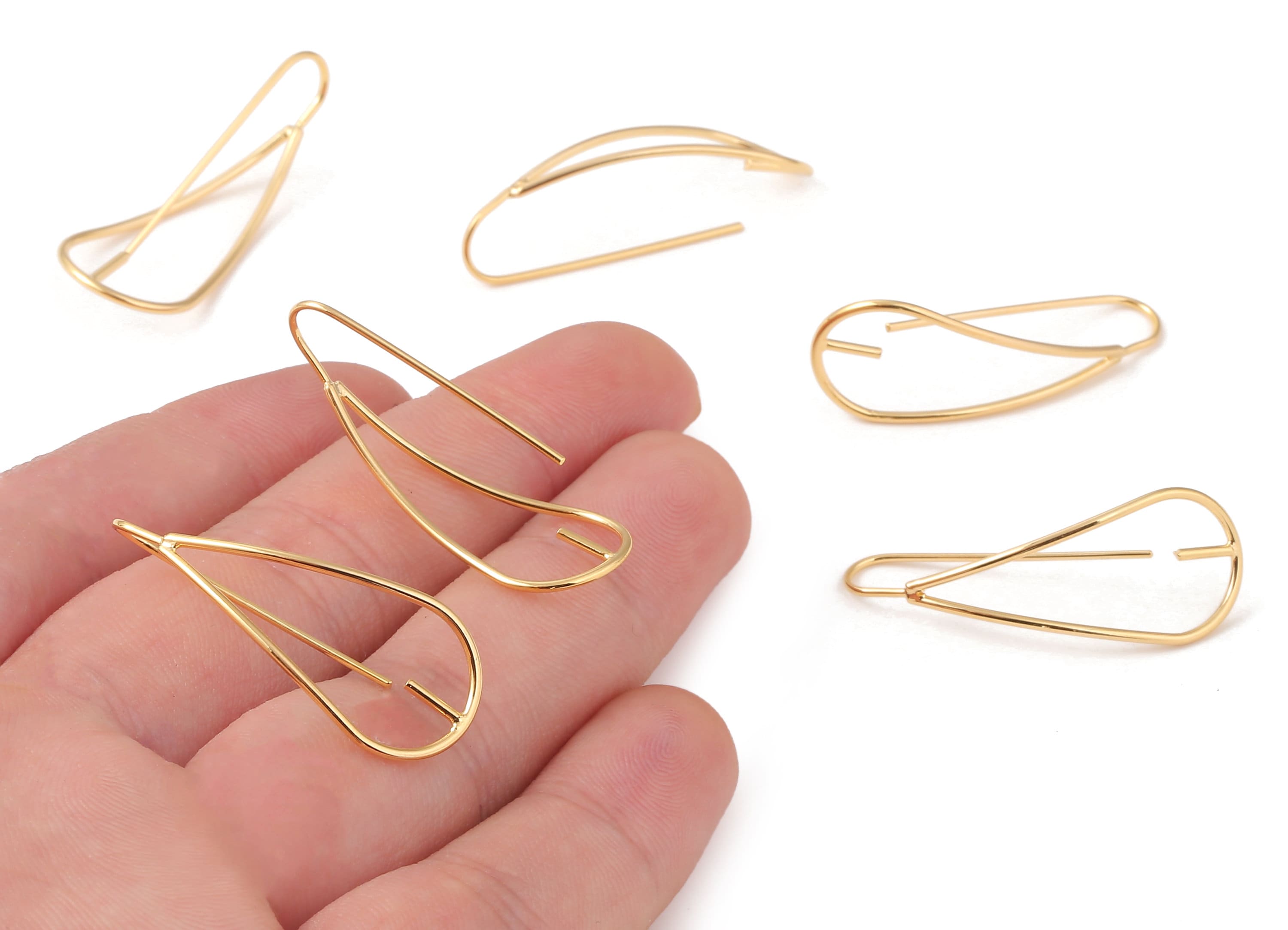 Brass Earing wire - Brass  Earring Post and Earring Stud For Pearl - 18K Real Gold Plated Brass - 33.7 x12.22x1.05mm - RGP1057 - DOMEDBAZAAR