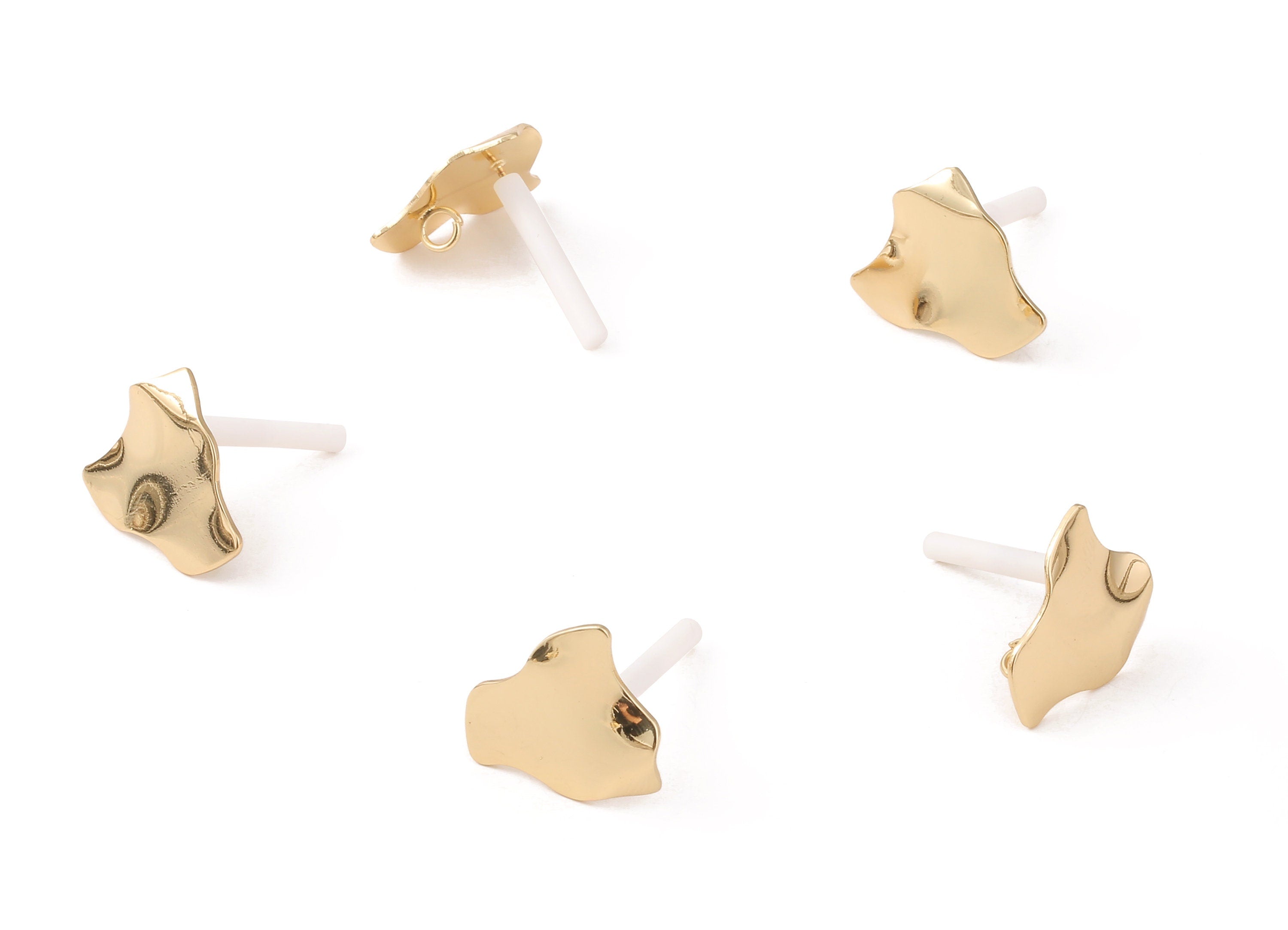 Brass Geometric Earing Post - Brass Geometric Earring Stud - 18K Real Gold Plated Brass - Jewelry Supplies - 17.88x15.98x0.69mm - RGP1208 - DOMEDBAZAAR