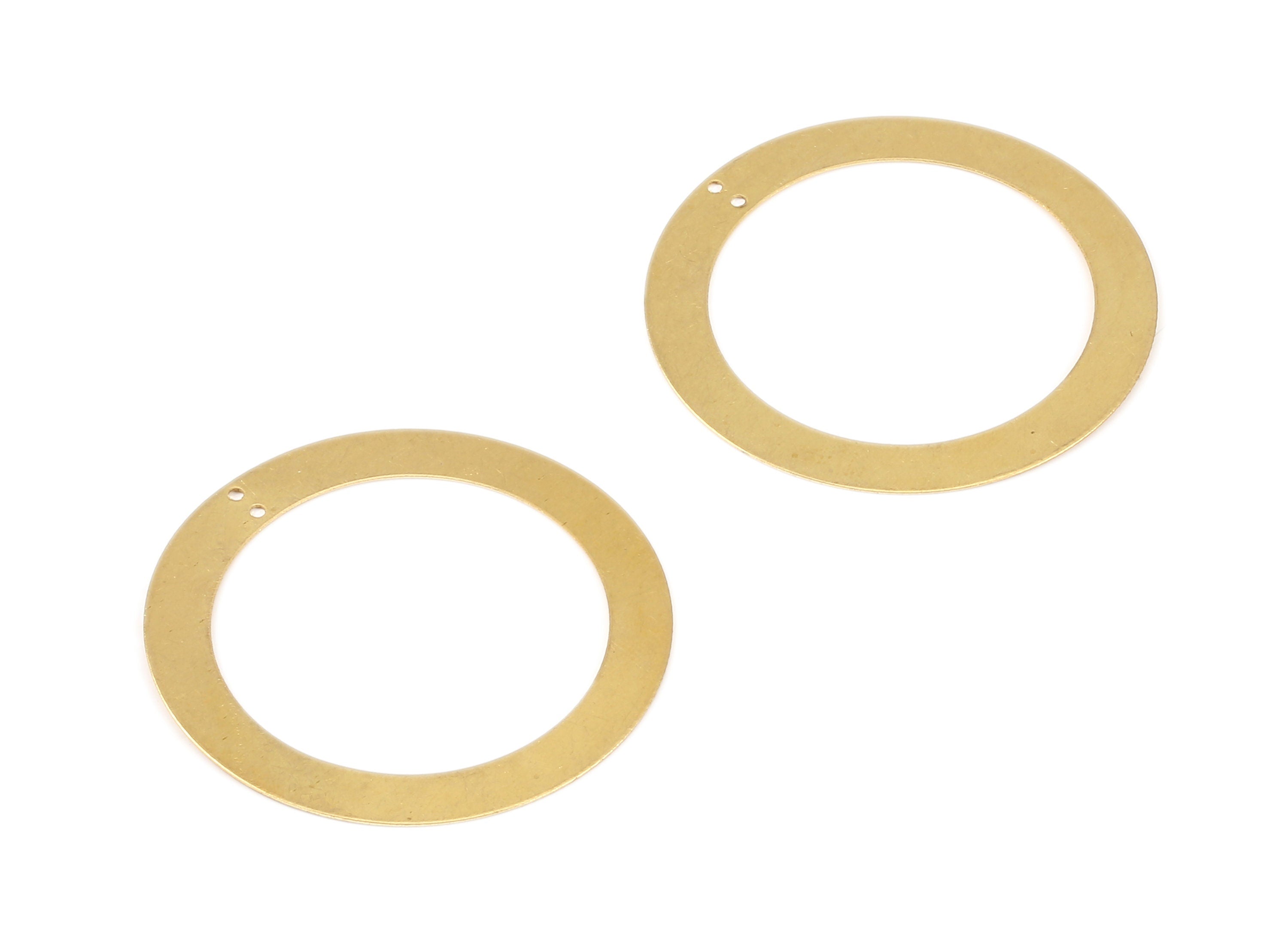 Brass Circle Connector - Raw Brass Circle Connectors With 2 Holes - Jewelry Supplies - 45x45x0.38mm - PP2181 - DOMEDBAZAAR