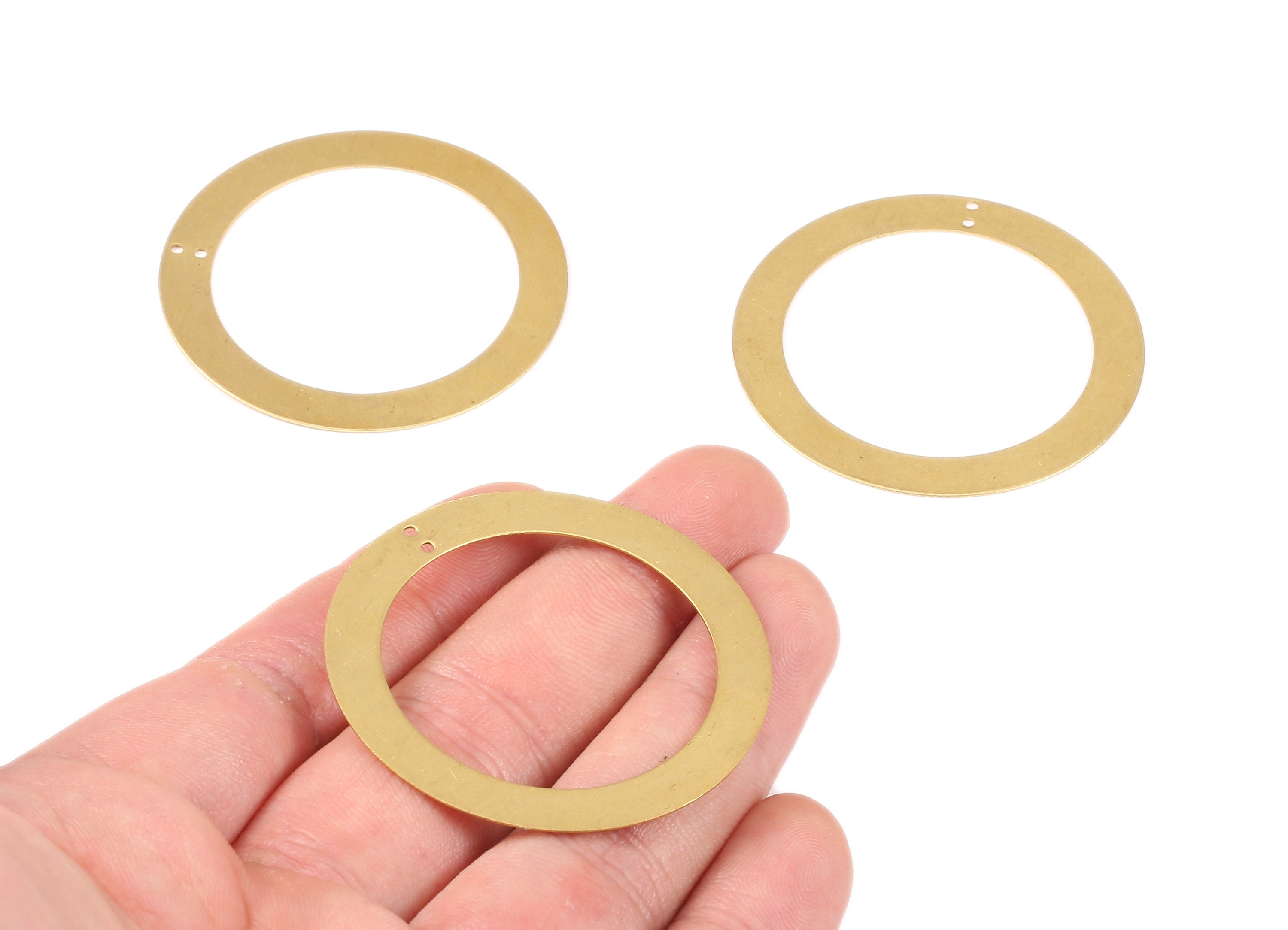 Brass Circle Connector - Raw Brass Circle Connectors With 2 Holes - Jewelry Supplies - 45x45x0.38mm - PP2181 - DOMEDBAZAAR