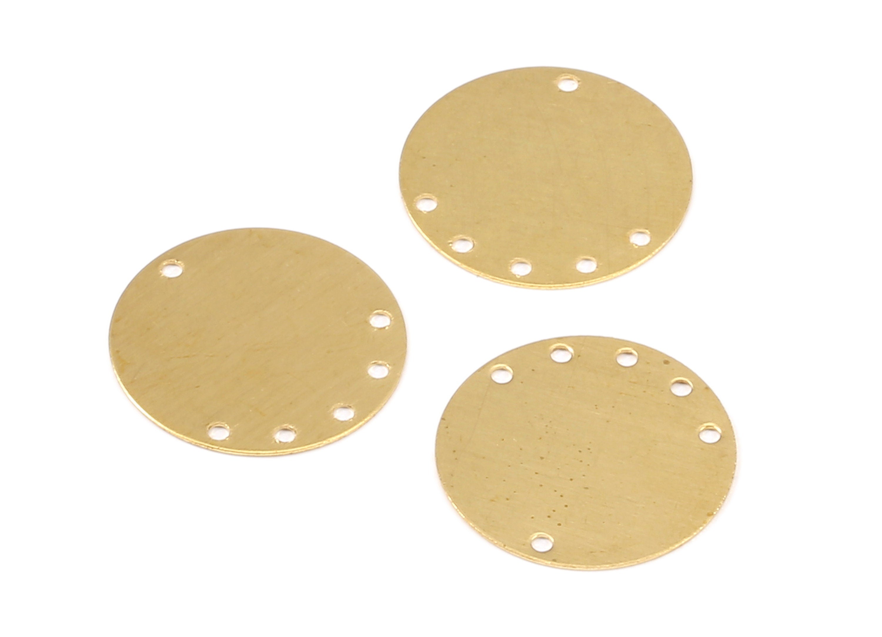 Brass Round Connector - Raw Brass Round Connectors With 6 Holes - Jewelry Supplies - 20.05x20.05x0.38mm - PP2285 - DOMEDBAZAAR