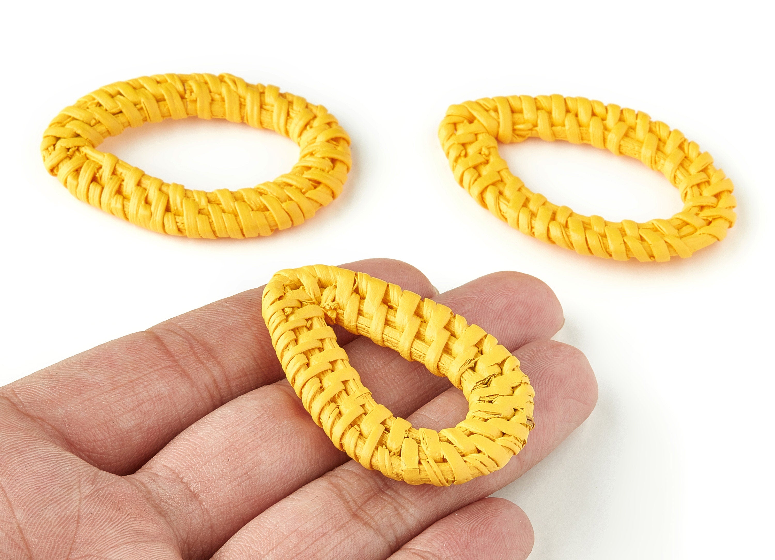 Handwoven Rattan Drop Charms - Drop Earrings and Pendant - Wooden Straw Earrings - Jewelry Handmade - 52.3x36x4.22mm - RT1299 - DOMEDBAZAAR