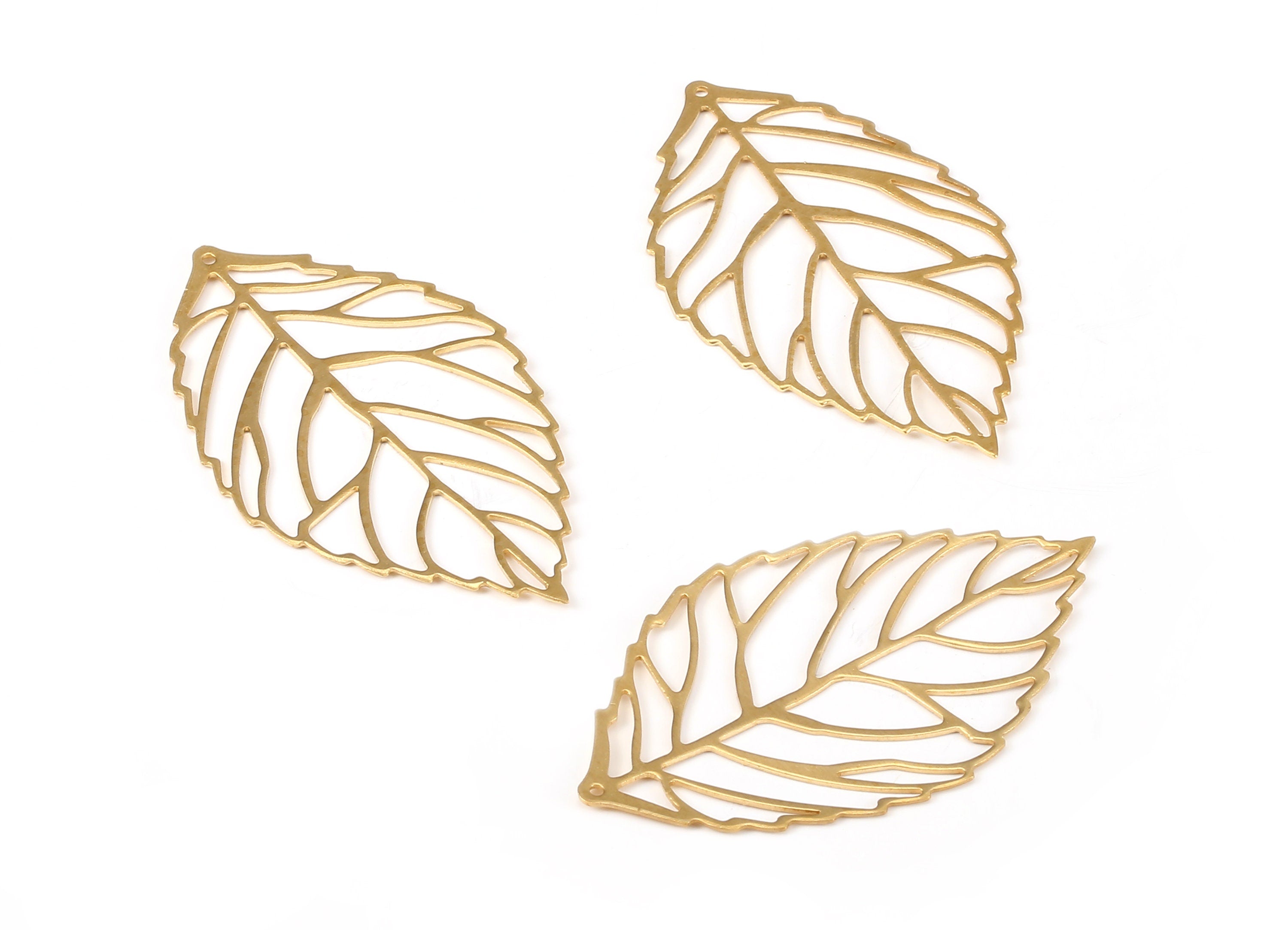 Brass Leaf Charms - Raw Brass Leaf Earrings and Pendant - Earring Findings - Jewelry Supplies - 52.81x30.84x0.58mm - PP2294 - DOMEDBAZAAR