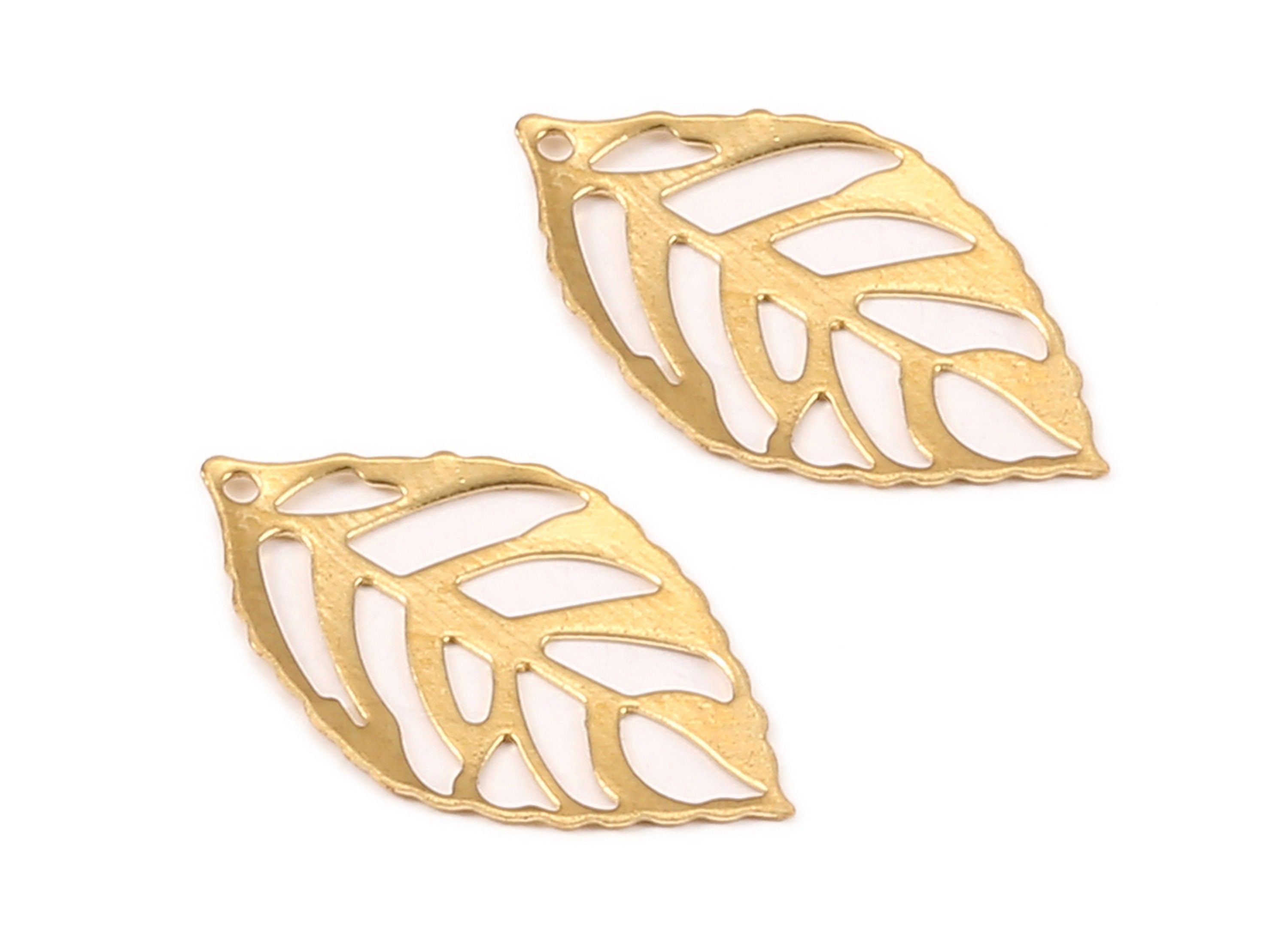 Brass Leaf Charms - Raw Brass Leaf Earrings and Pendant - Earring Findings - Jewelry Supplies - 24x14.17x0.38mm - PP2297 - DOMEDBAZAAR
