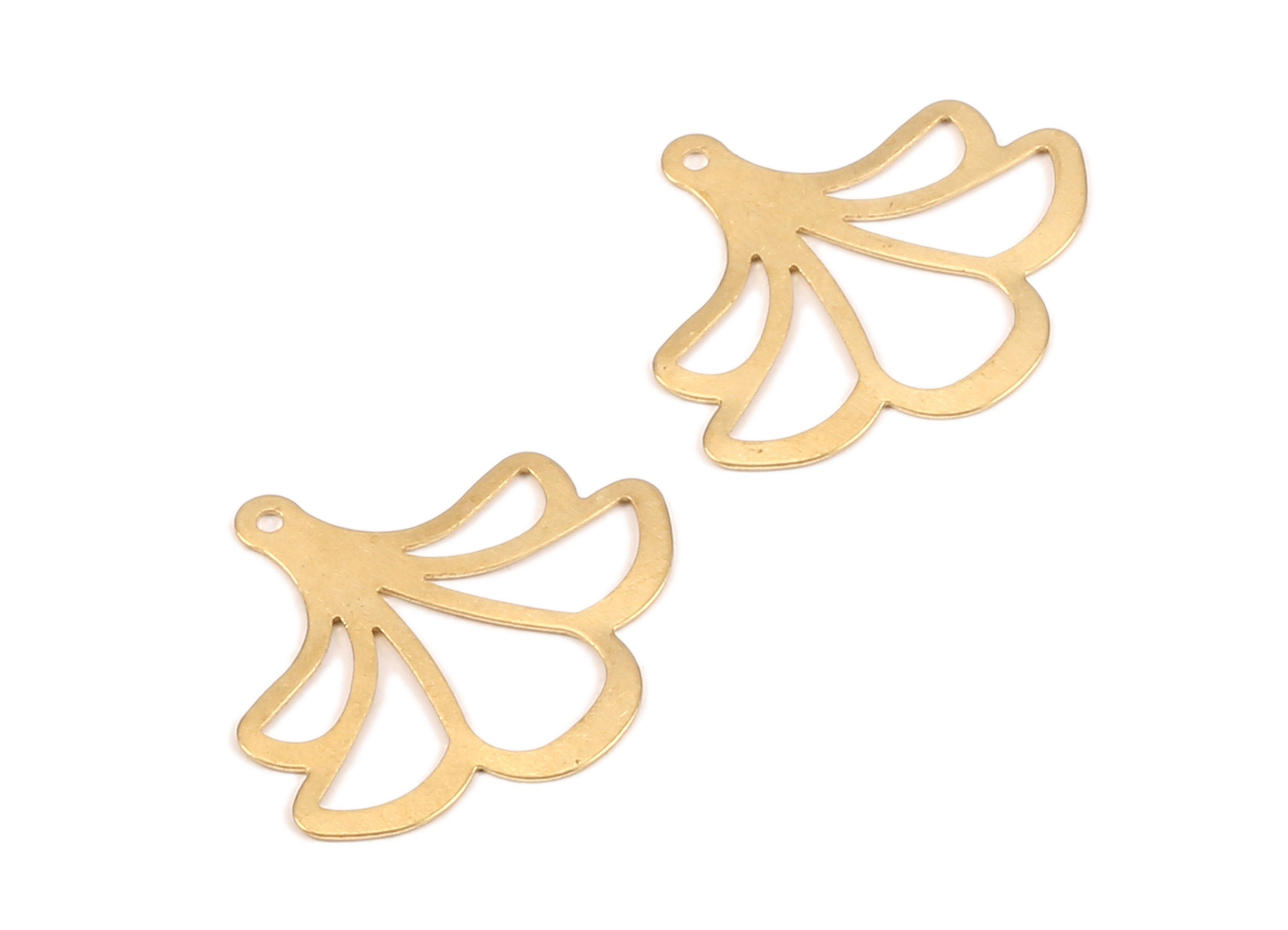 Brass Flower Charms - Raw Brass Flower Earrings and Pendant - Earring Findings - Jewelry Supplies - 24.63x21.11x0.39mm - PP2299 - DOMEDBAZAAR