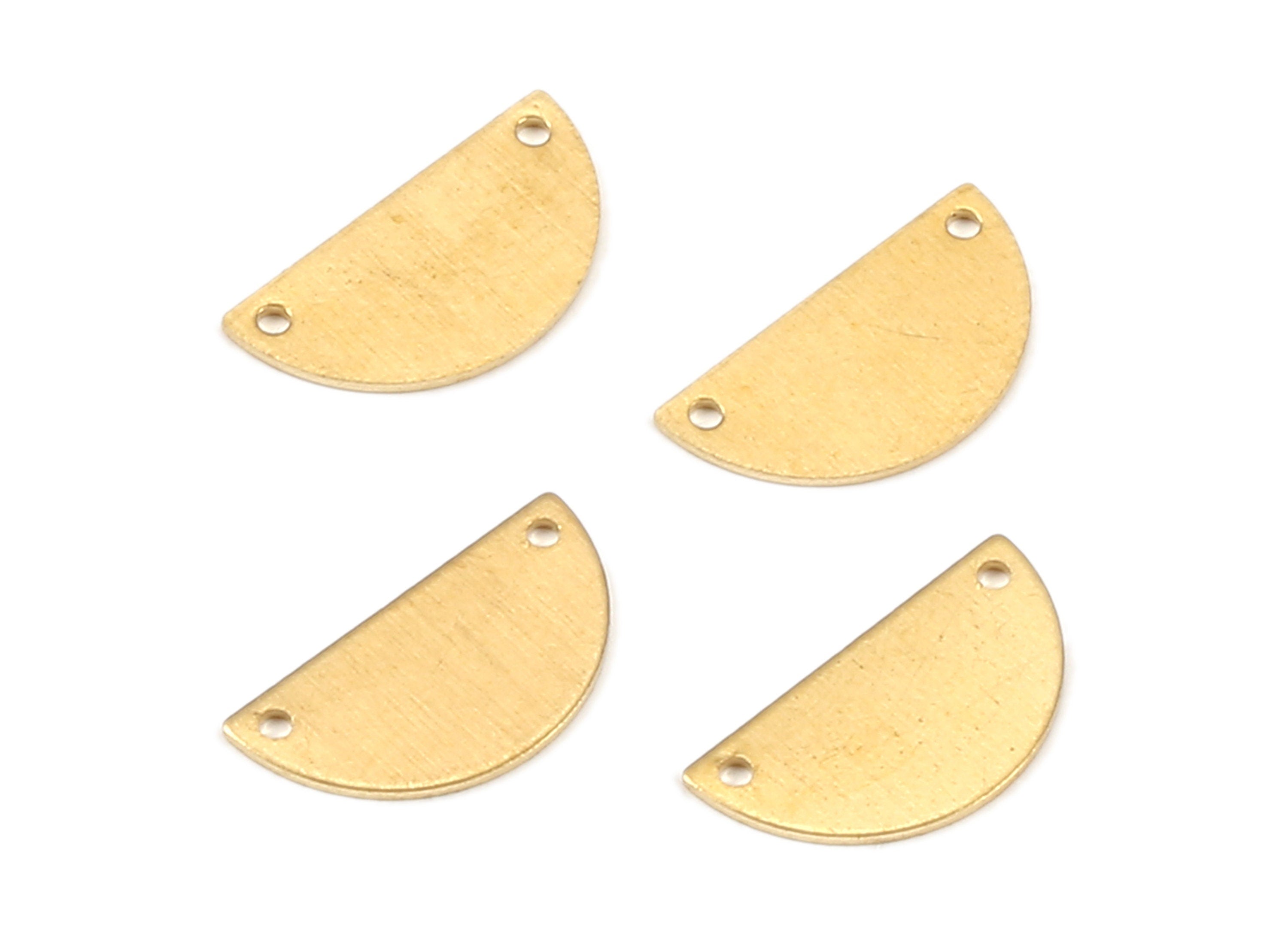 Personalized stamping blank - Brass Semicircle Connector - Raw Brass Moon Connectors With 2 Holes - 15.33x8.05x0.56mm - PP2185 - DOMEDBAZAAR