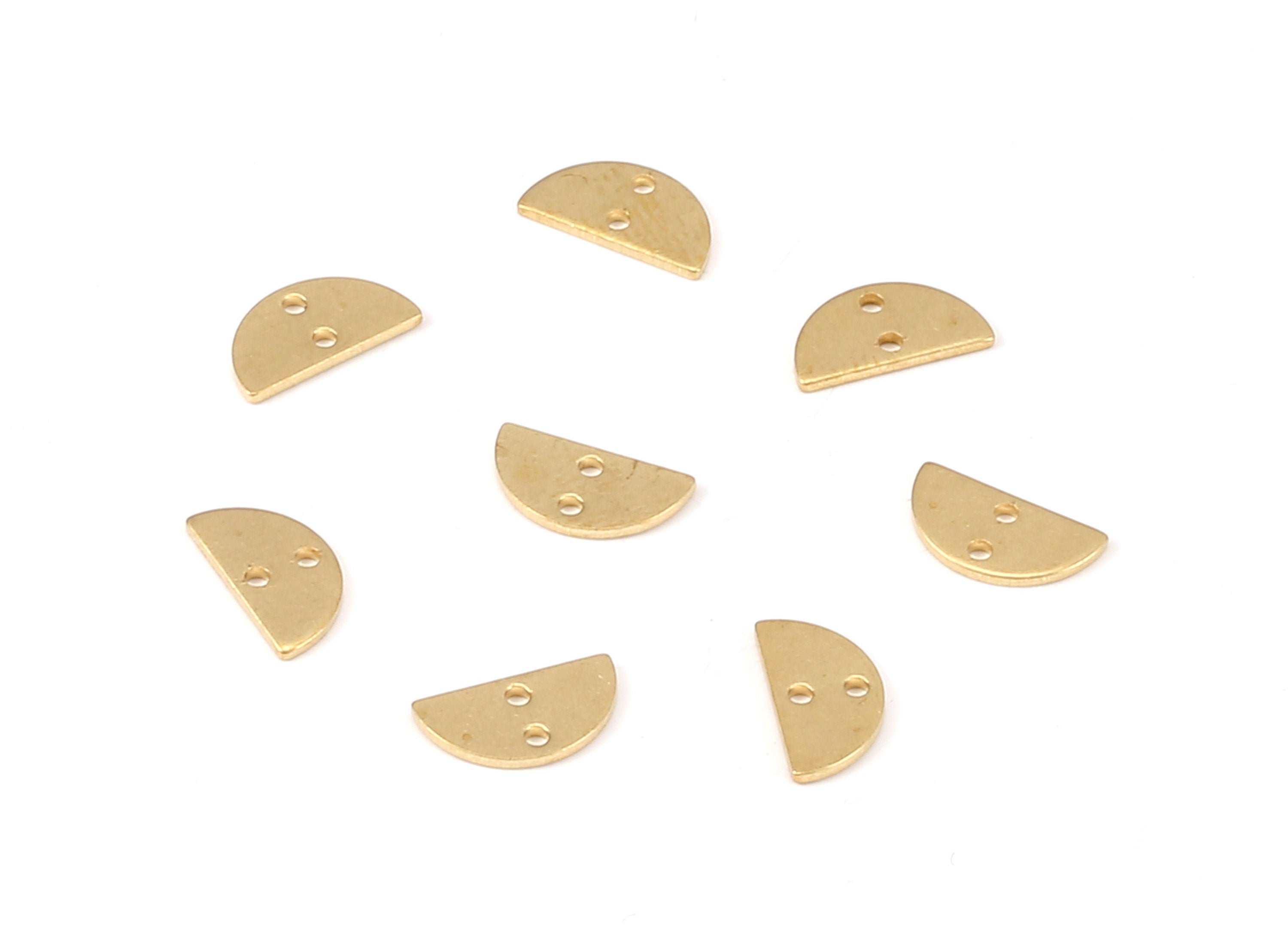Brass Semicircle Connector - Raw Brass Moon Connectors With 2 Holes - Jewelry Supplies - 9.98x5.35x0.75mm - PP2166 - DOMEDBAZAAR