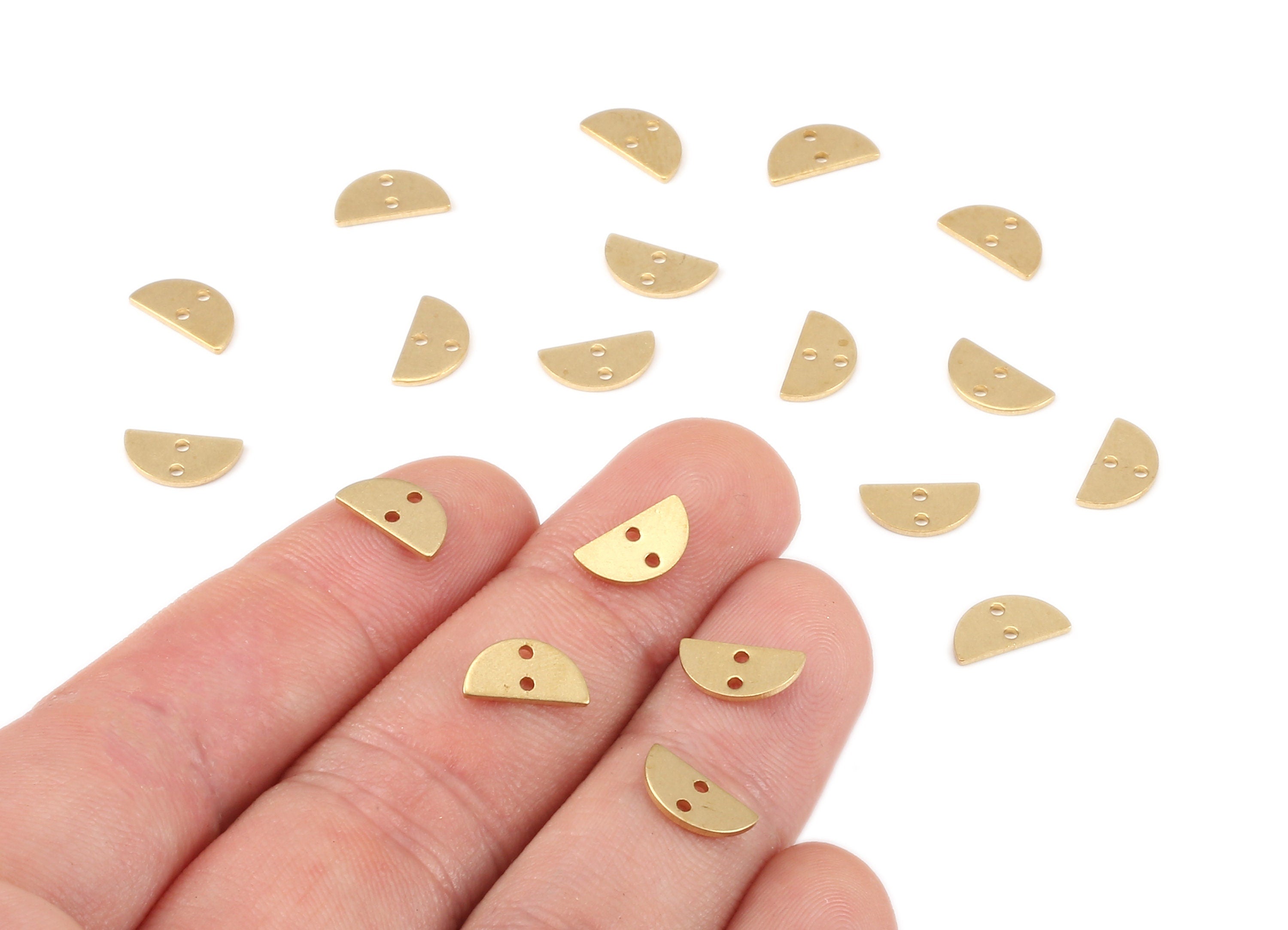 Brass Semicircle Connector - Raw Brass Moon Connectors With 2 Holes - Jewelry Supplies - 9.98x5.35x0.75mm - PP2166 - DOMEDBAZAAR
