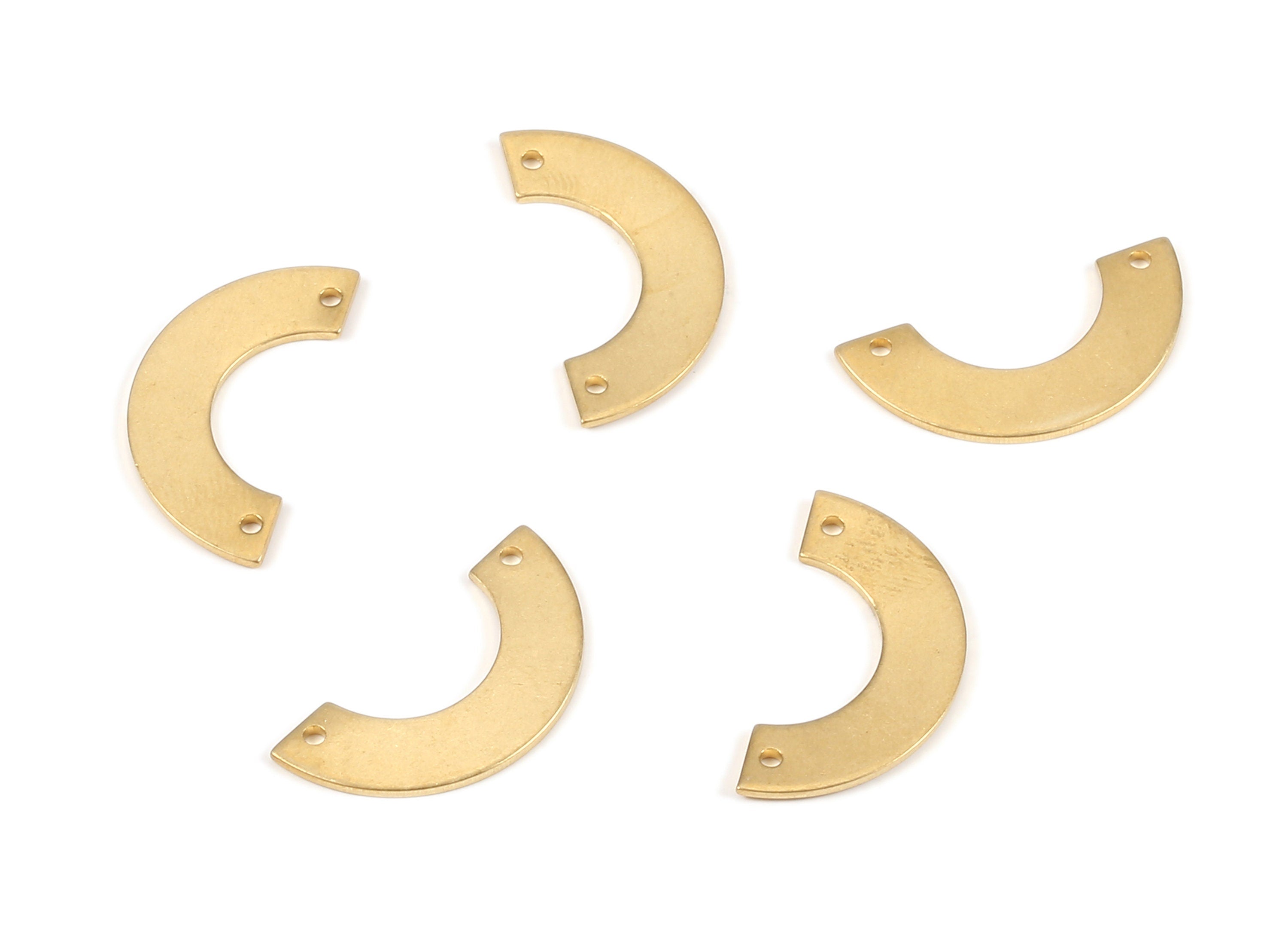 Brass Semicircle Connector - Raw Brass Semicircle Connectors With 2 Holes - Jewelry Supplies - 25.13x5.91x0.94mm - PP2171 - DOMEDBAZAAR