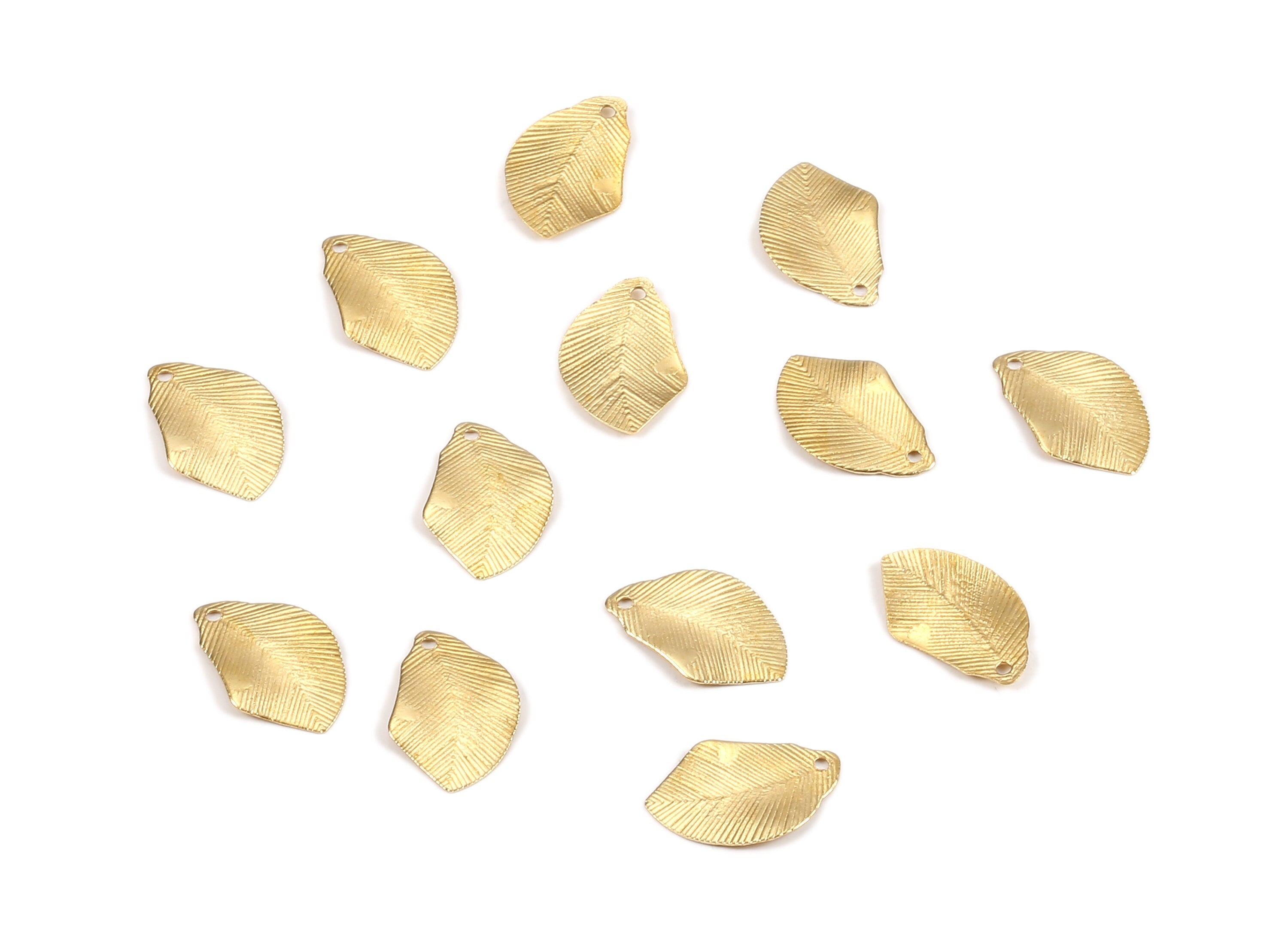 Brass Leaf Charms - Raw Brass Leaf Earrings and Pendant - Earring Findings - Jewelry Supplies - 15.39x9.93x0.31mm - PP2291 - DOMEDBAZAAR