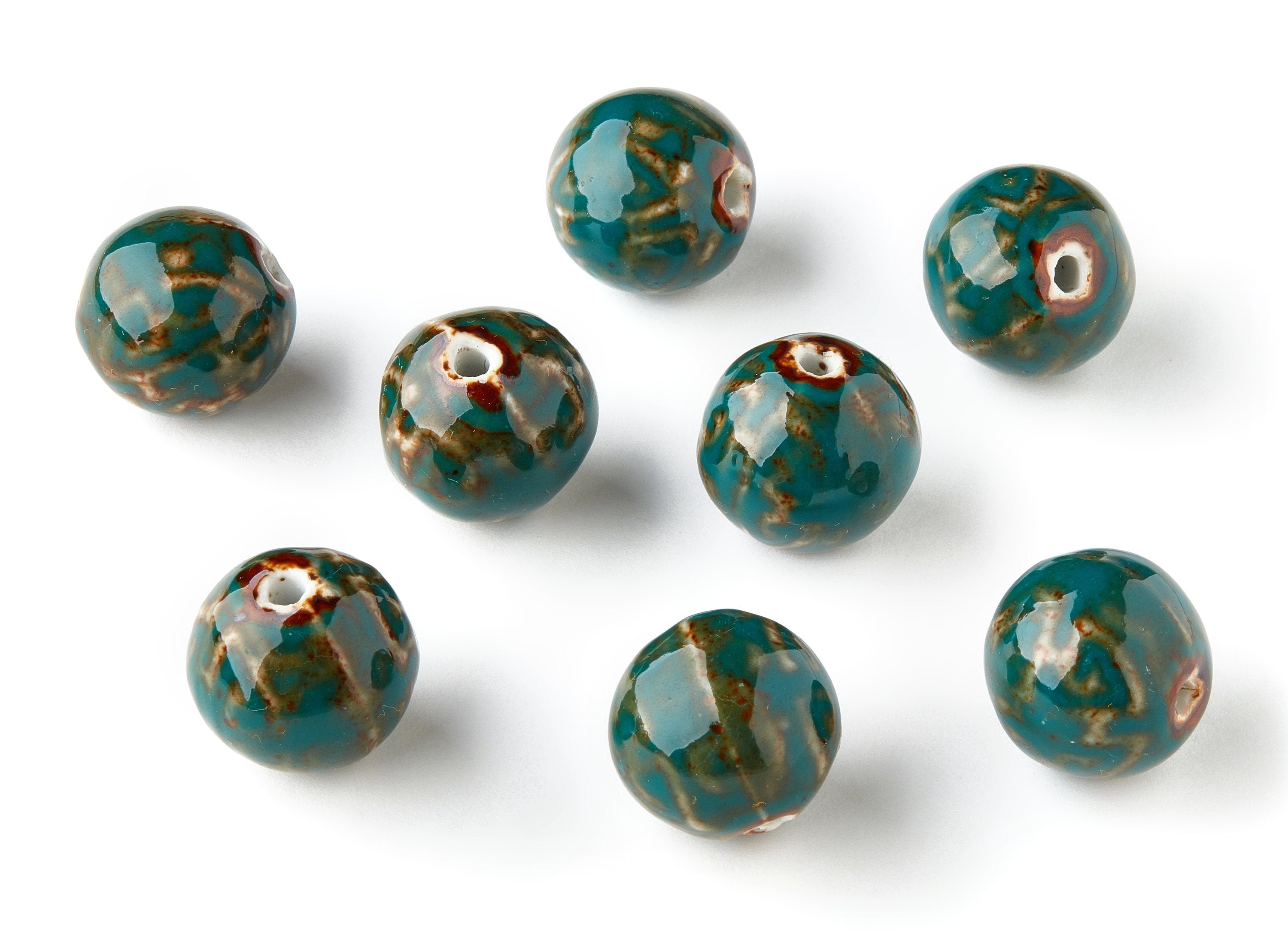 Glazed Ceramic Beads - Carved Shaped Beads - Handmade Beads - Necklace Beads - Connectors Beads - Ceramic Beads - 21x20.07x21.29mm - NS1040 - DOMEDBAZAAR