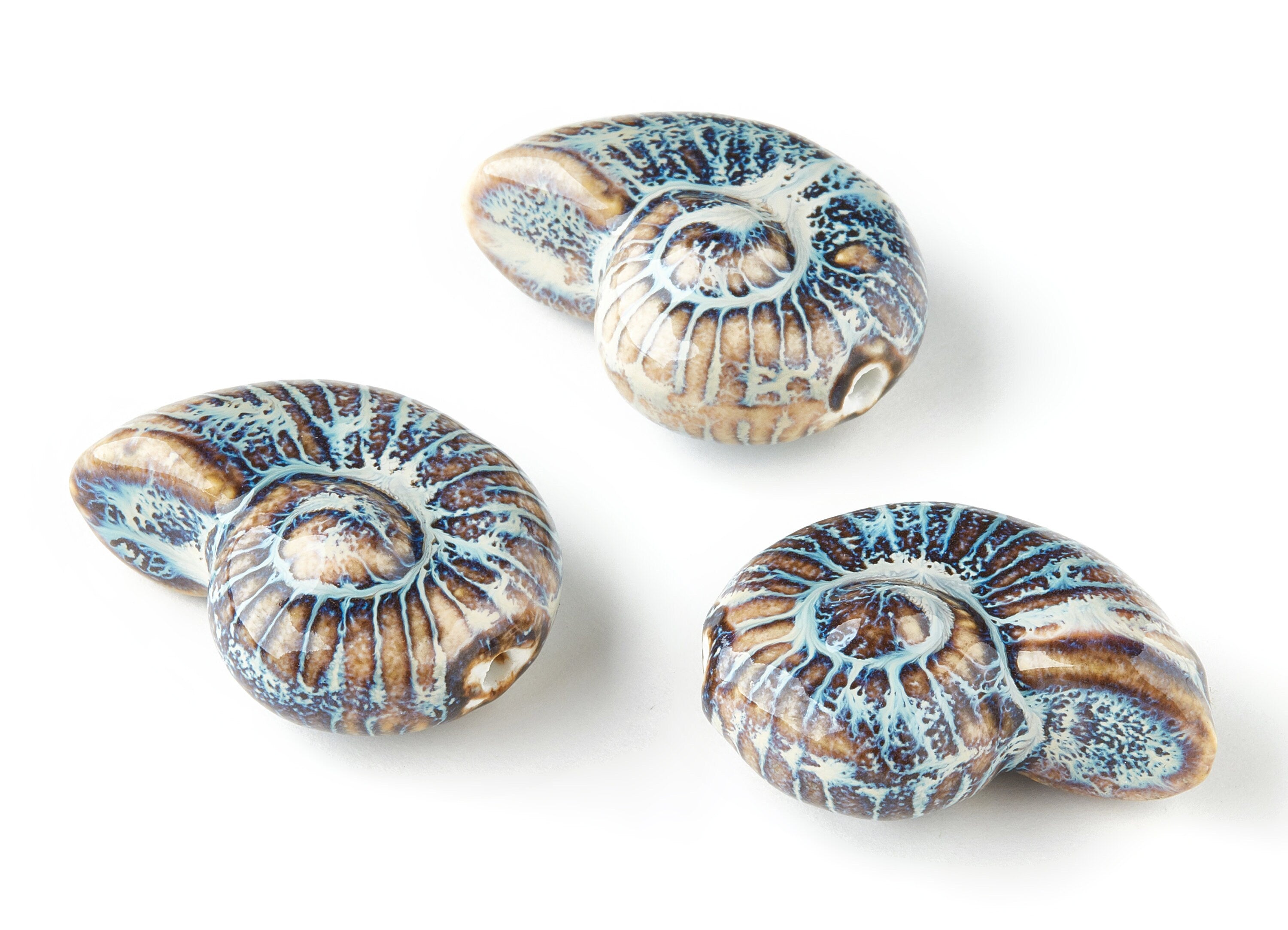 Glazed Ceramic Beads - Carved Shaped Beads - Handmade Beads - Necklace Beads - Connectors Beads - Jewelry Supplies - 38.99x32.39mm - NS1045 - DOMEDBAZAAR