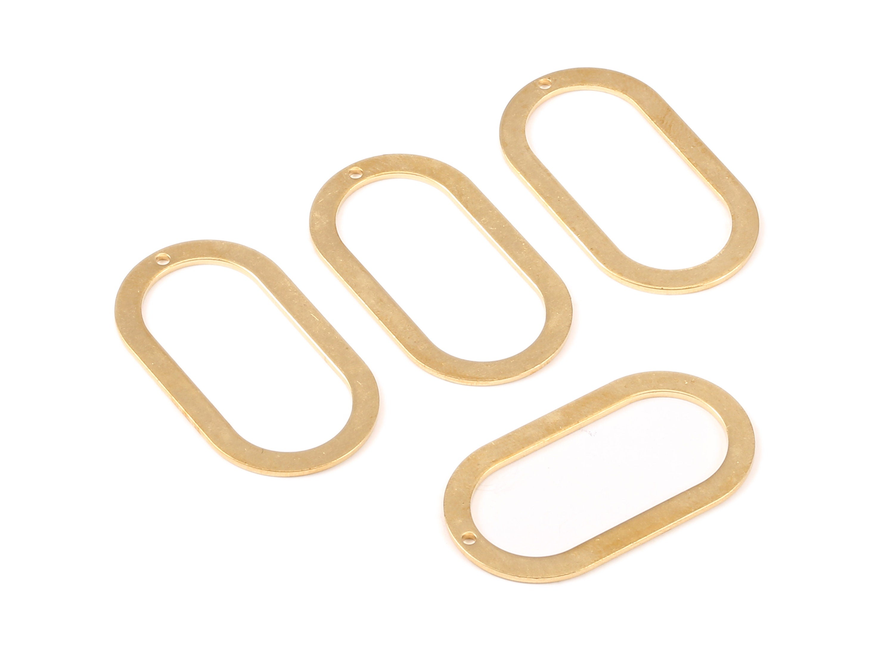 Brass Oval Charms - Raw Brass Oval Earrings and Pendant - Earring Findings - Jewelry Supplies - 35.21x19.55x0.92mm - PP2165 - DOMEDBAZAAR