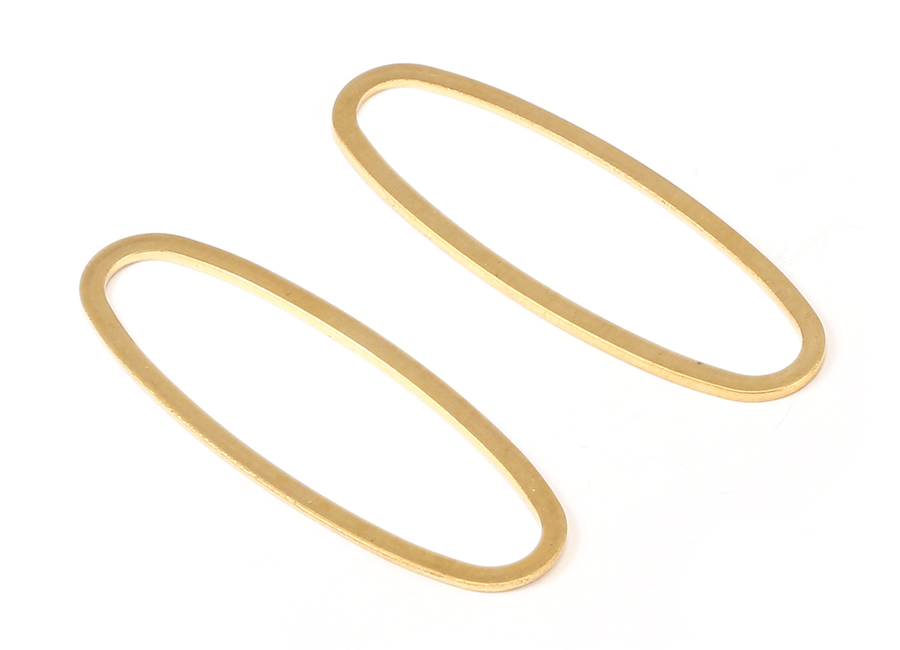 Brass Oval Charms - Raw Brass Oval Earrings and Pendant - Earring Findings - Jewelry Supplies - 47.12x17.11x0.95mm - PP2168 - DOMEDBAZAAR
