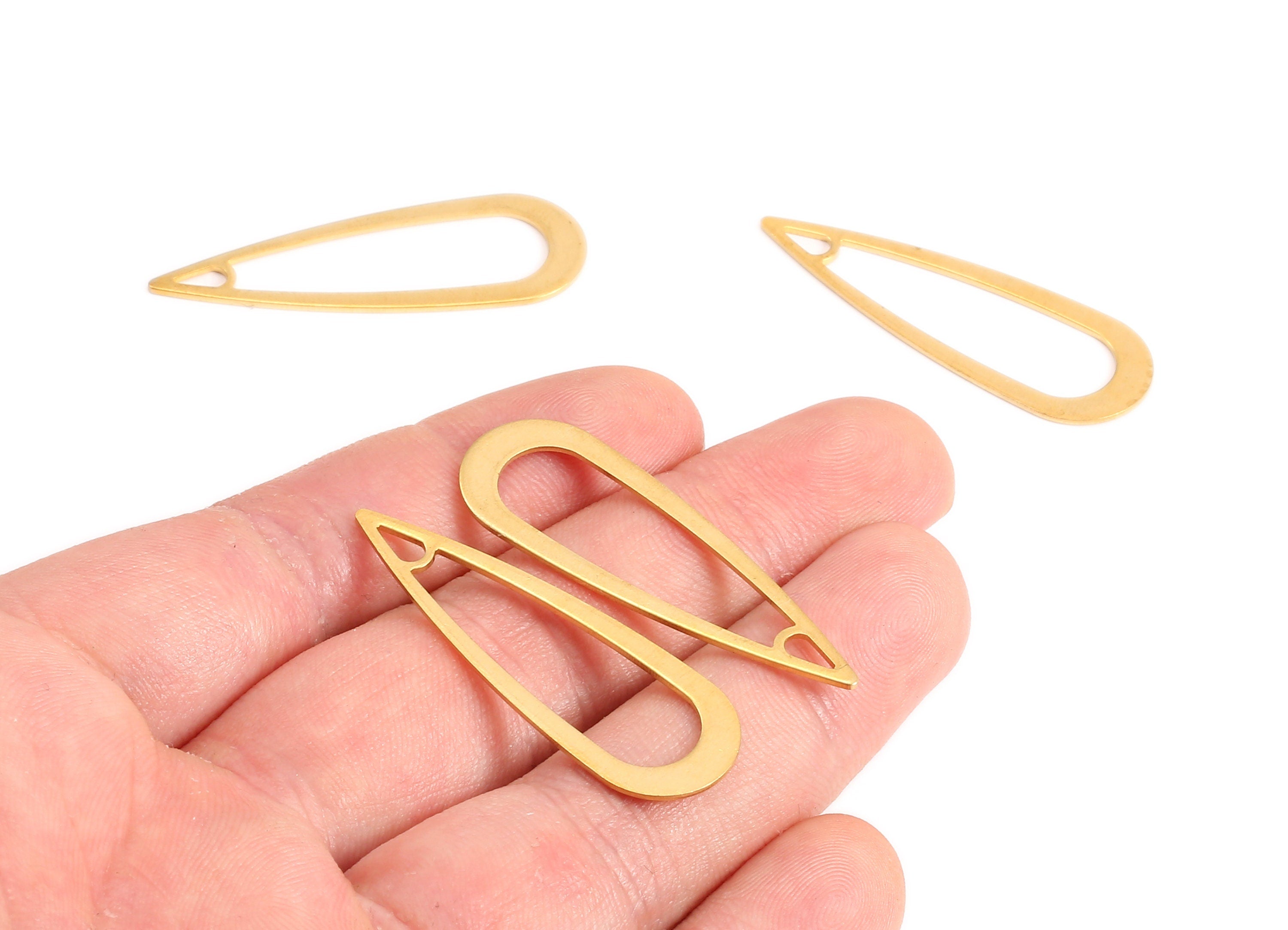 Brass Drop Charms - Raw Brass Drop Earrings and Pendant - Earring Findings - Jewelry Supplies - 40.95x14.28x0.8mm - PP2176 - DOMEDBAZAAR