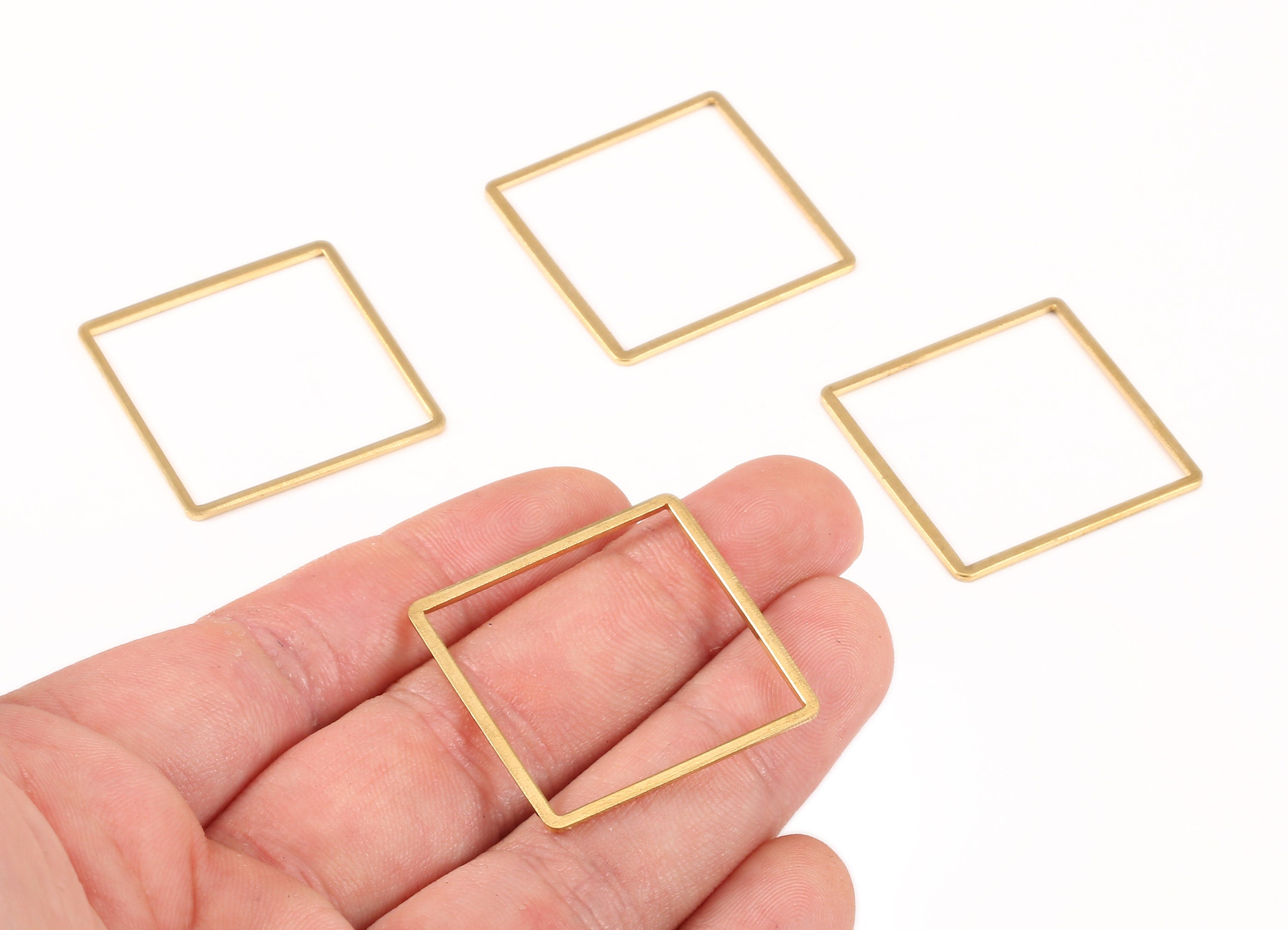 Brass Square Charms - Raw Brass Square Earrings and Pendant - Earring Findings - Jewelry Supplies - 30.33x30.33x1.02mm - PP2189 - DOMEDBAZAAR